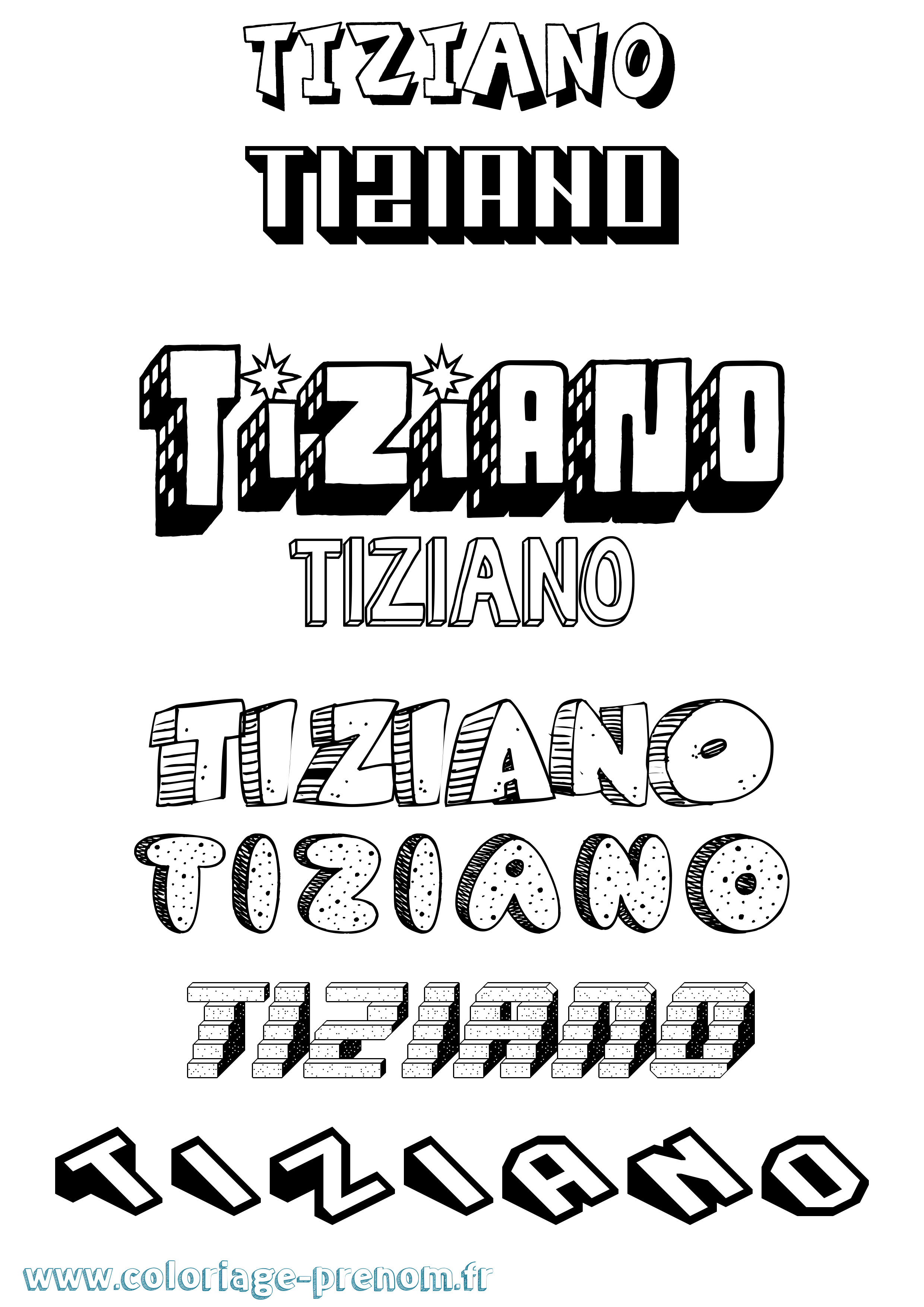 Coloriage Tiziano Effet 3D Coloriage prénom Tiziano Effet 3D
