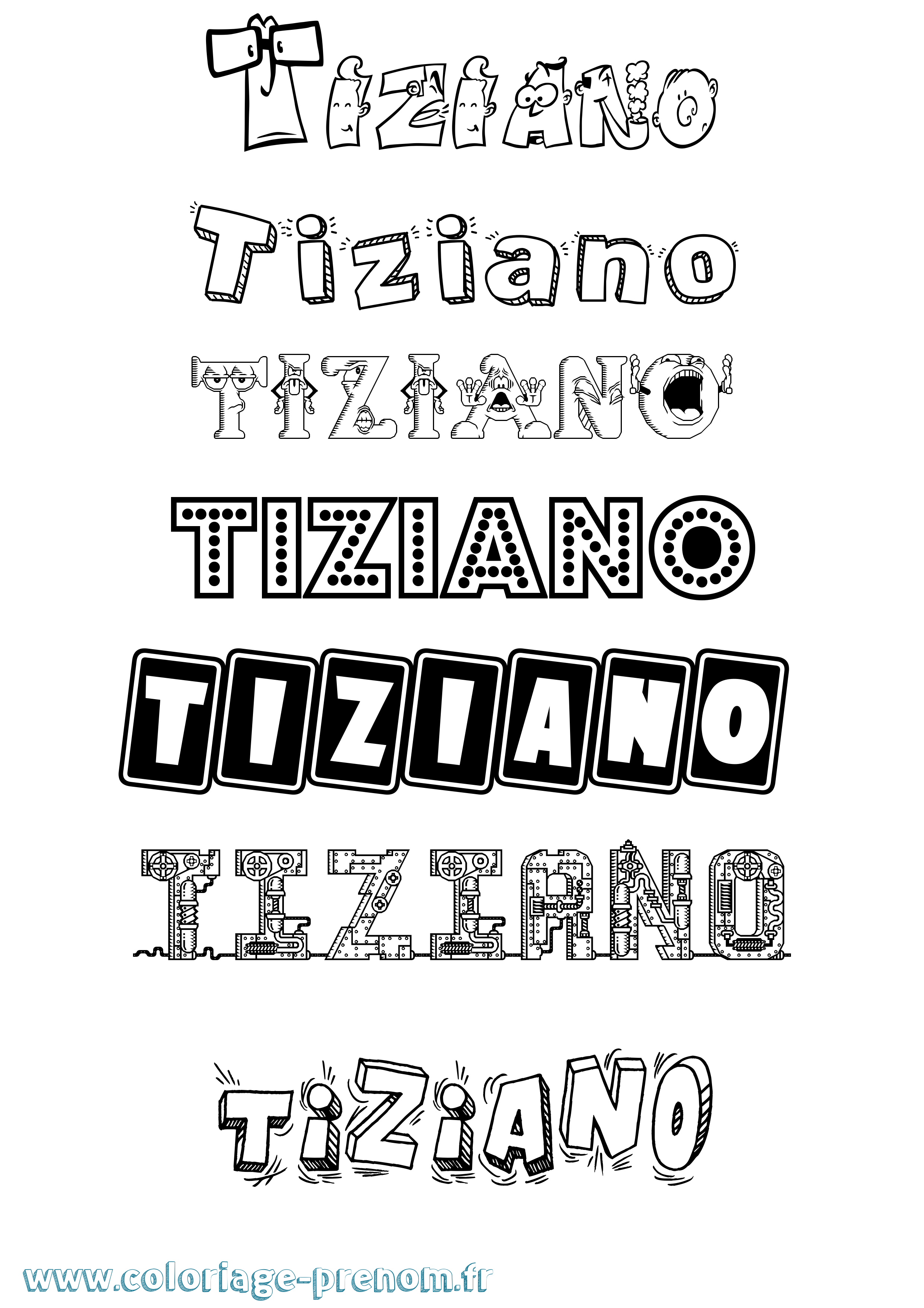 Coloriage Tiziano Fun Coloriage prénom Tiziano Fun
