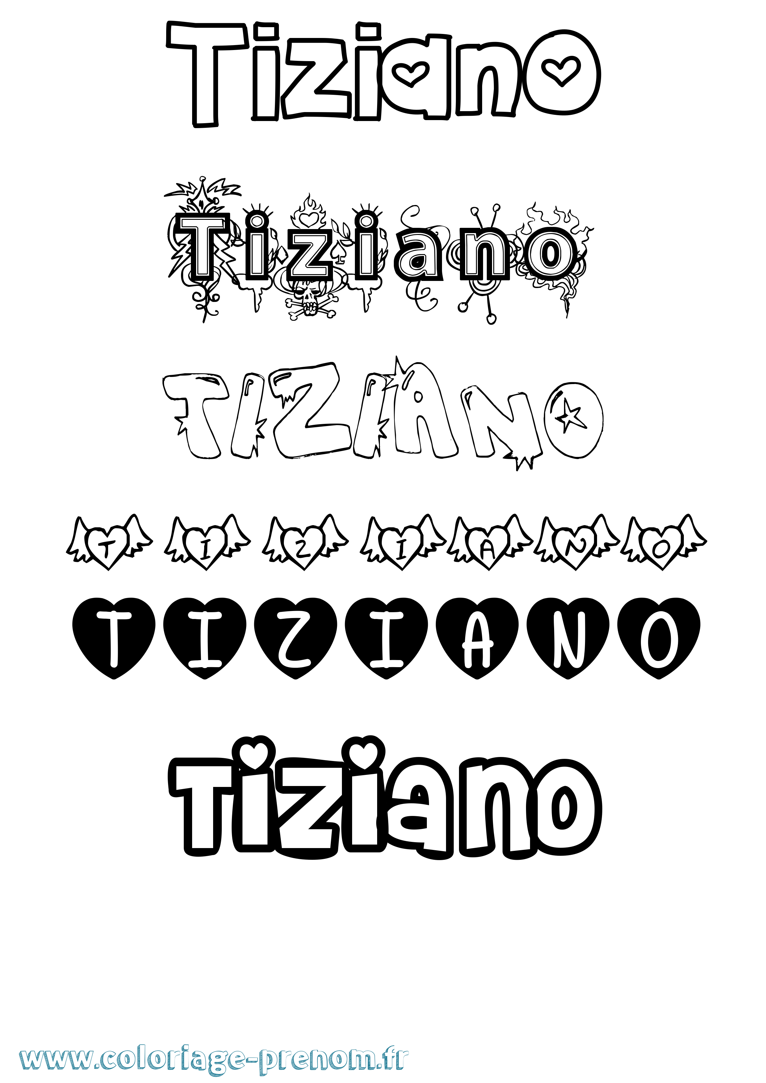 Coloriage Tiziano Girly Coloriage prénom Tiziano Girly