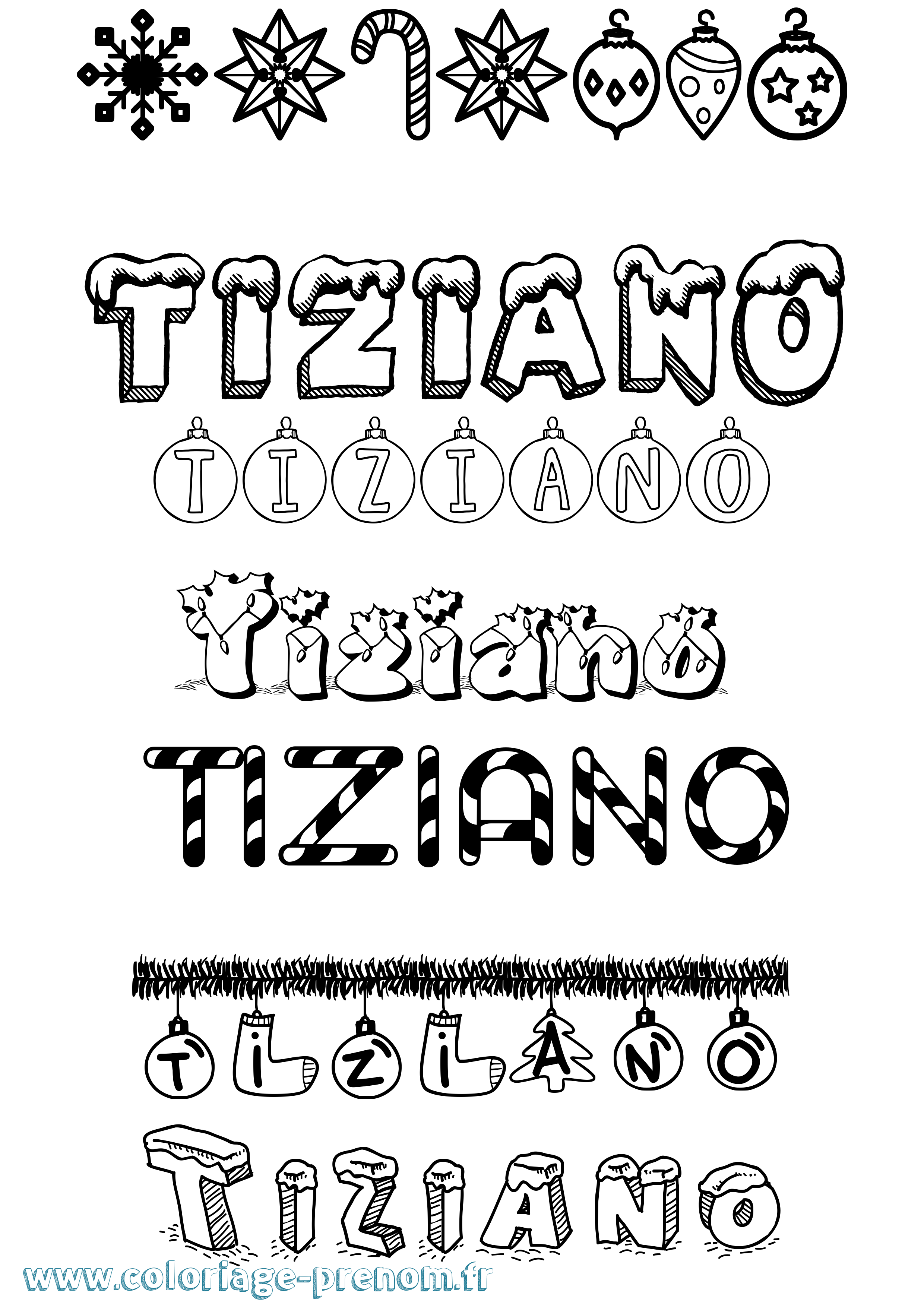 Coloriage Tiziano Noël Coloriage prénom Tiziano Noël