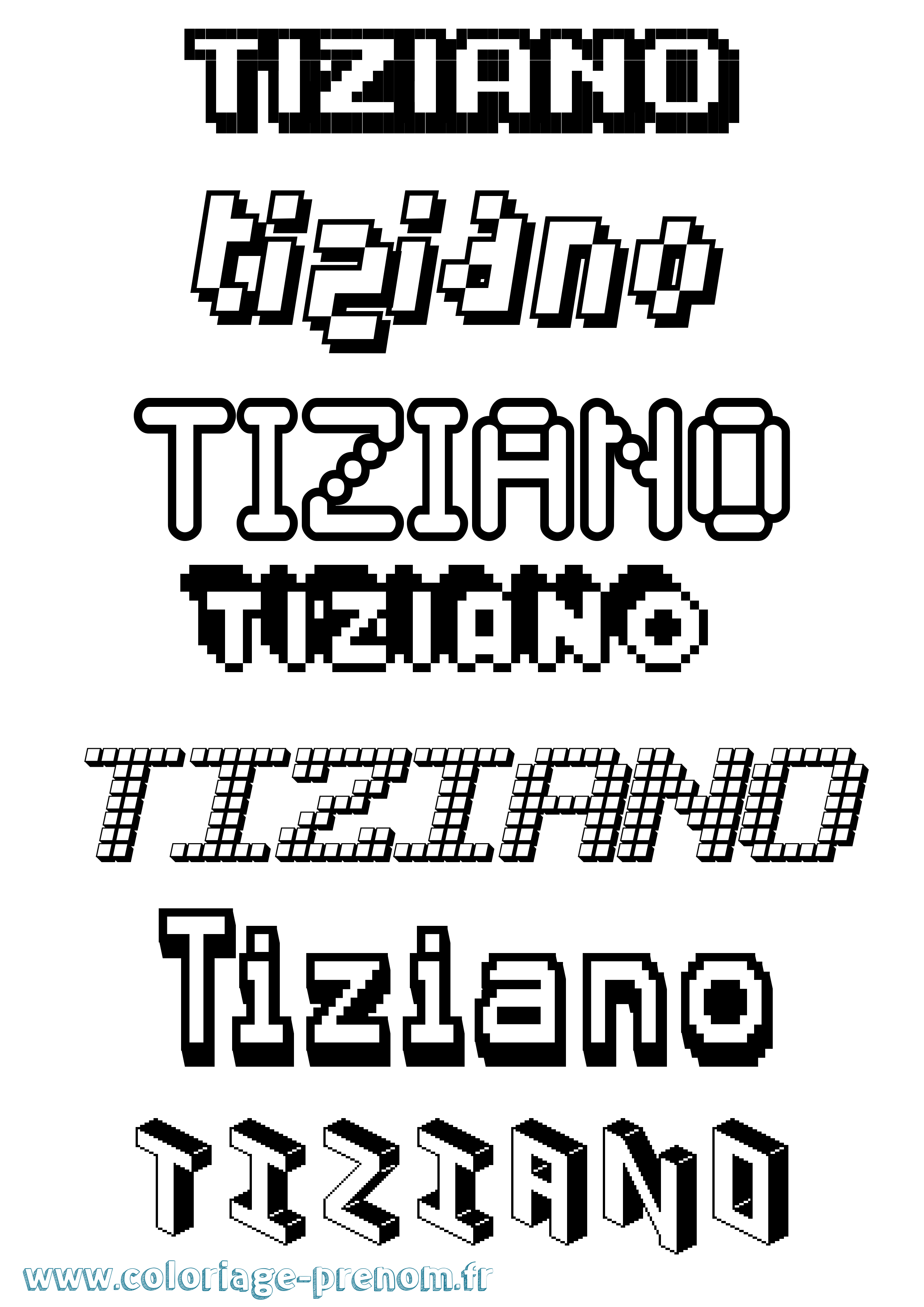Coloriage Tiziano Pixel Coloriage prénom Tiziano Pixel