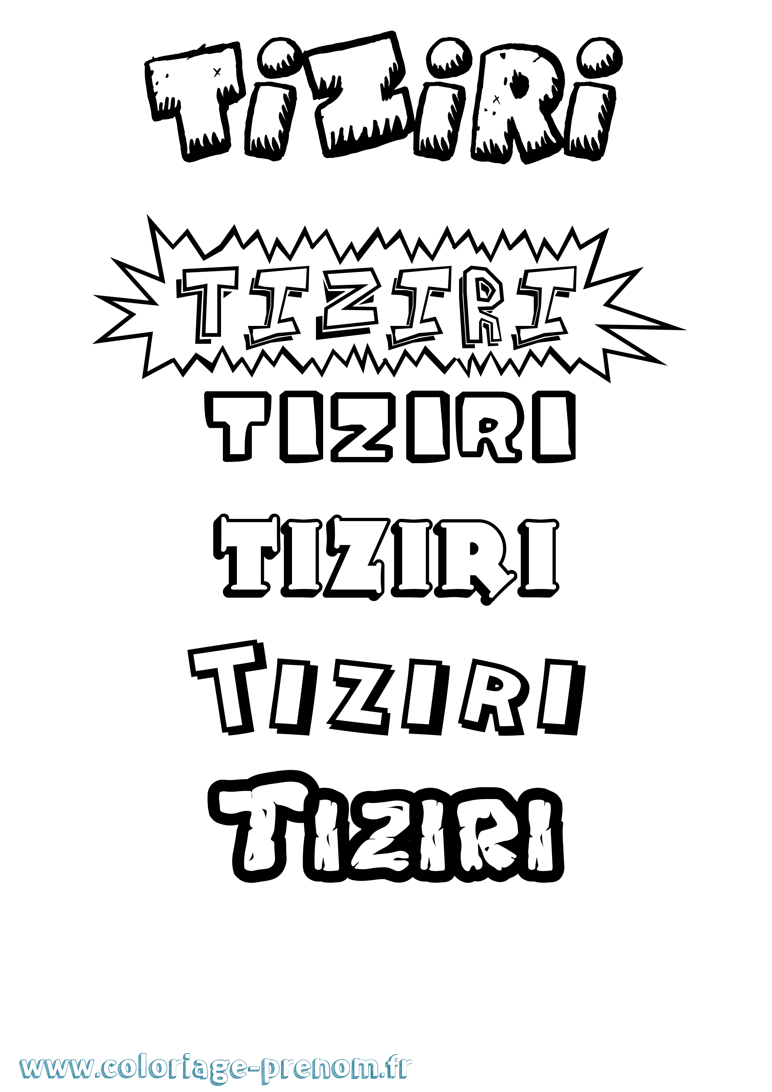 Coloriage prénom Tiziri Dessin Animé