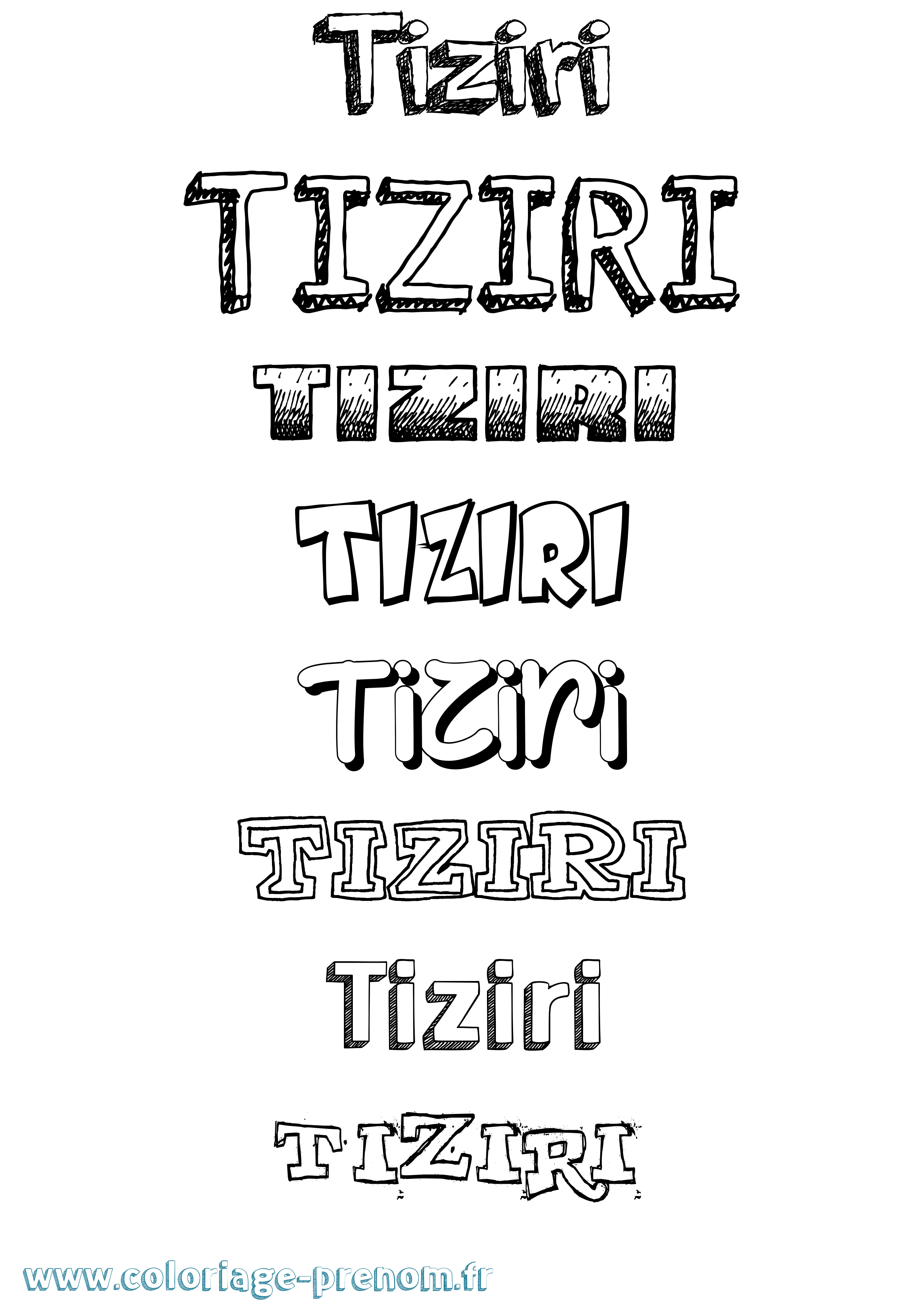 Coloriage prénom Tiziri Dessiné