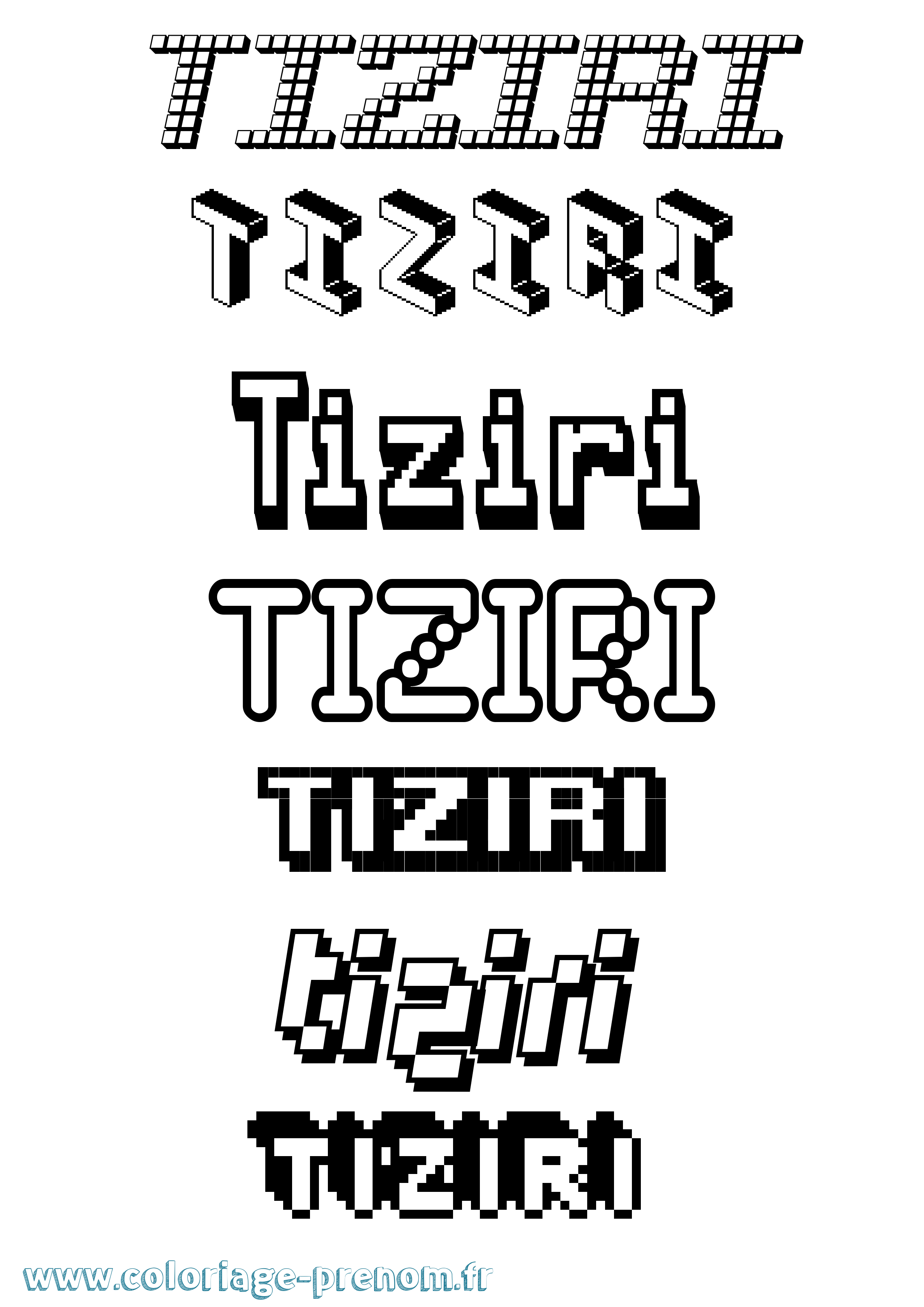 Coloriage prénom Tiziri Pixel