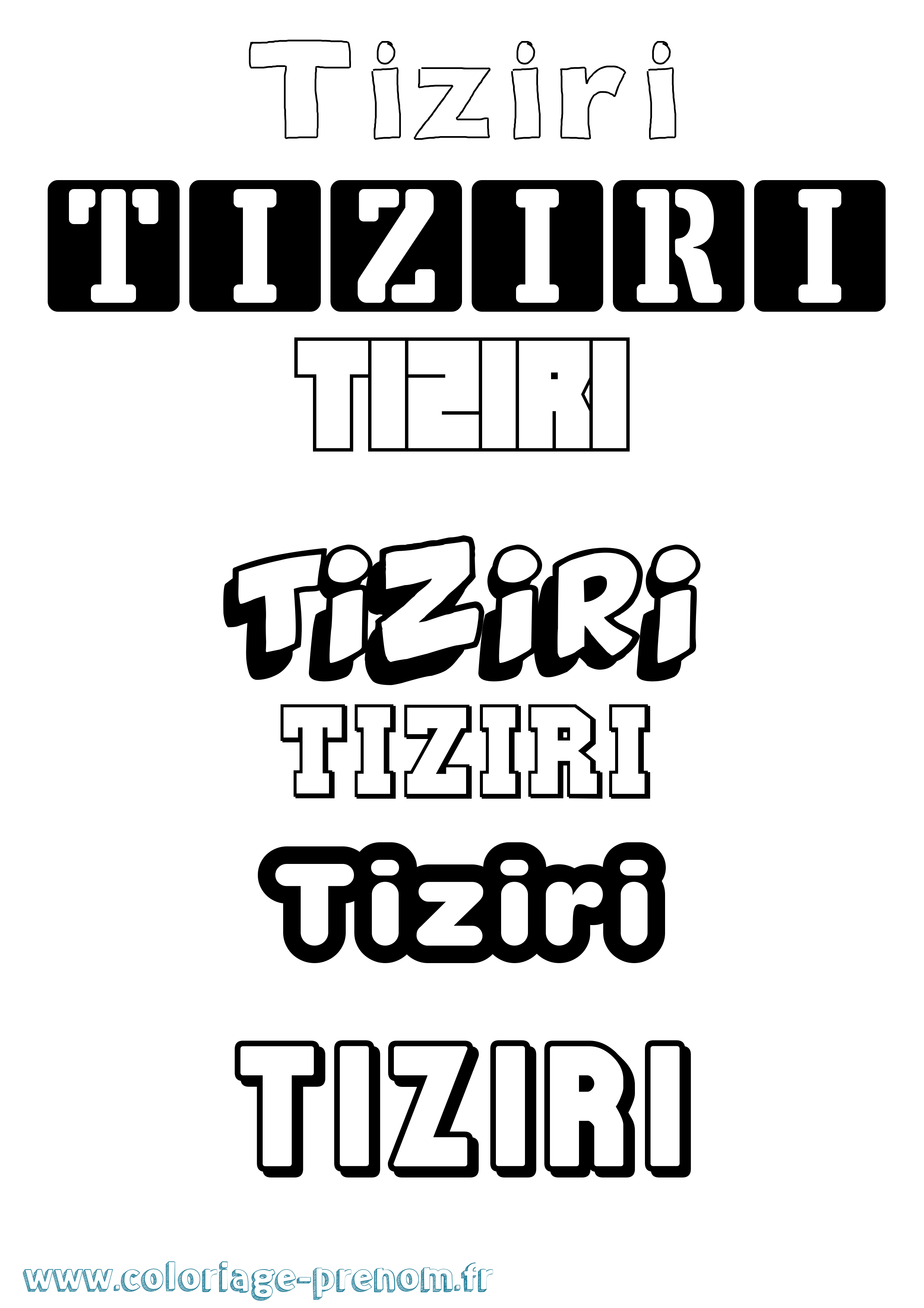 Coloriage prénom Tiziri Simple