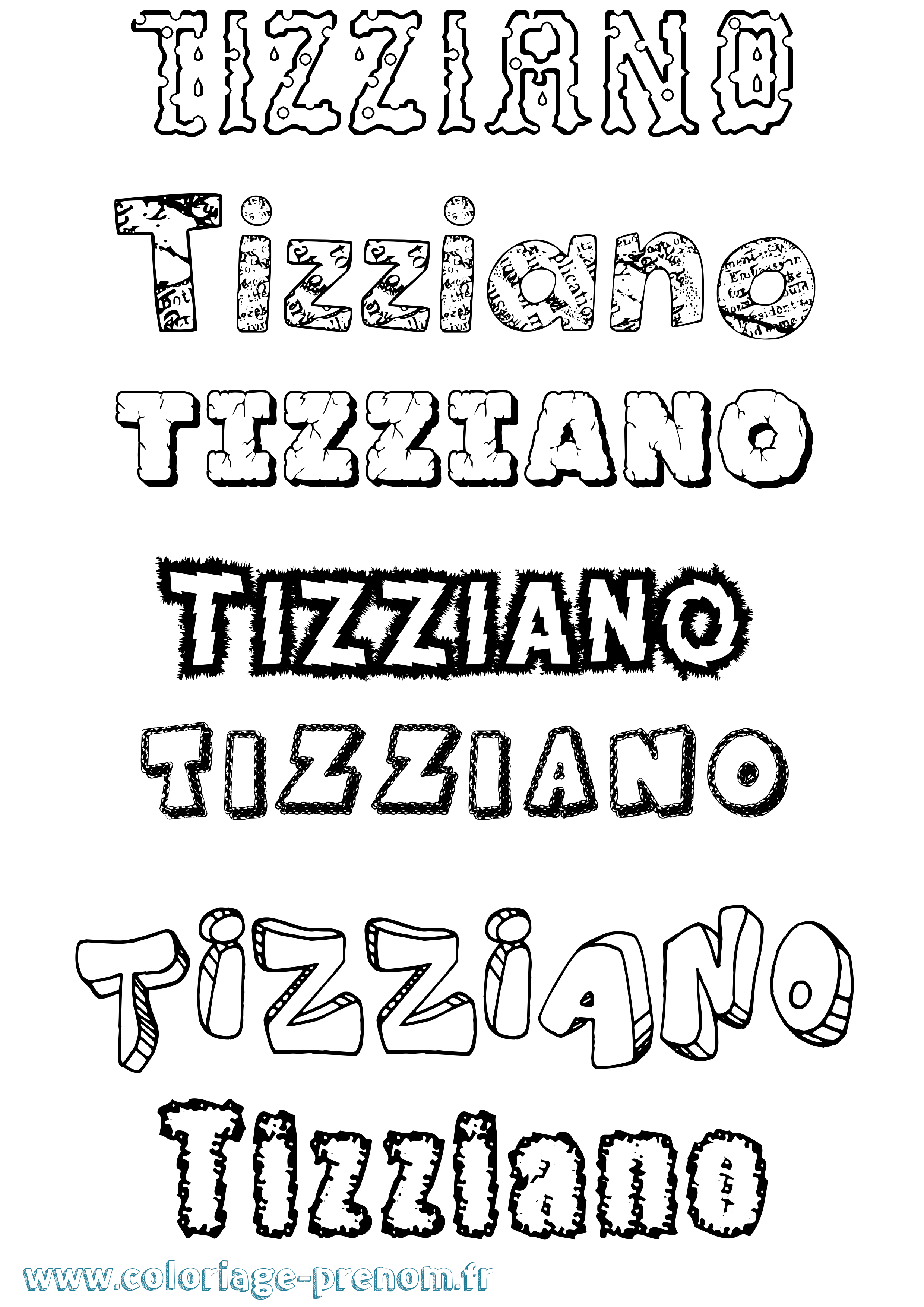 Coloriage prénom Tizziano Destructuré