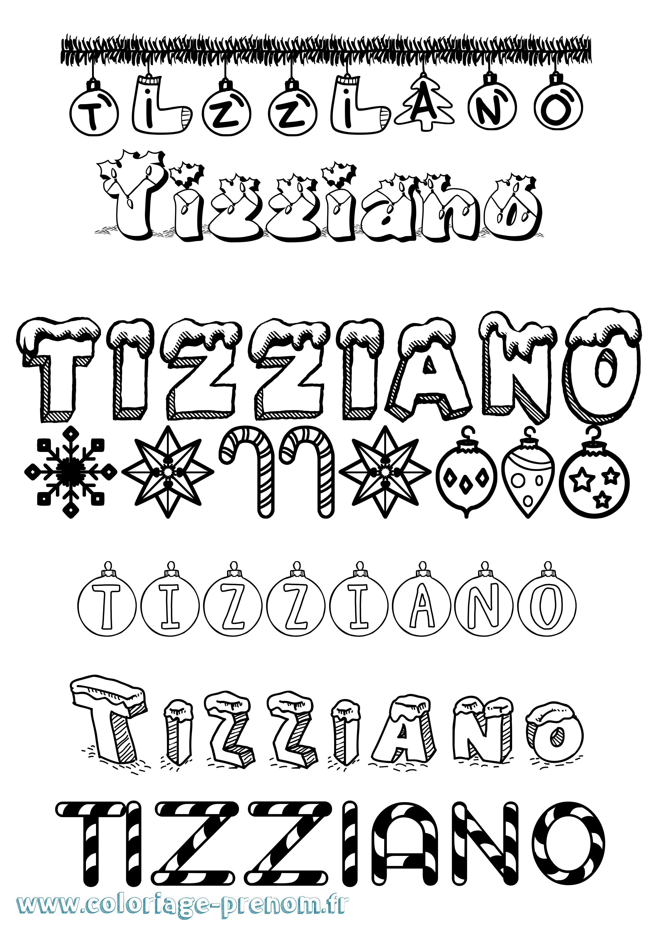 Coloriage prénom Tizziano Noël