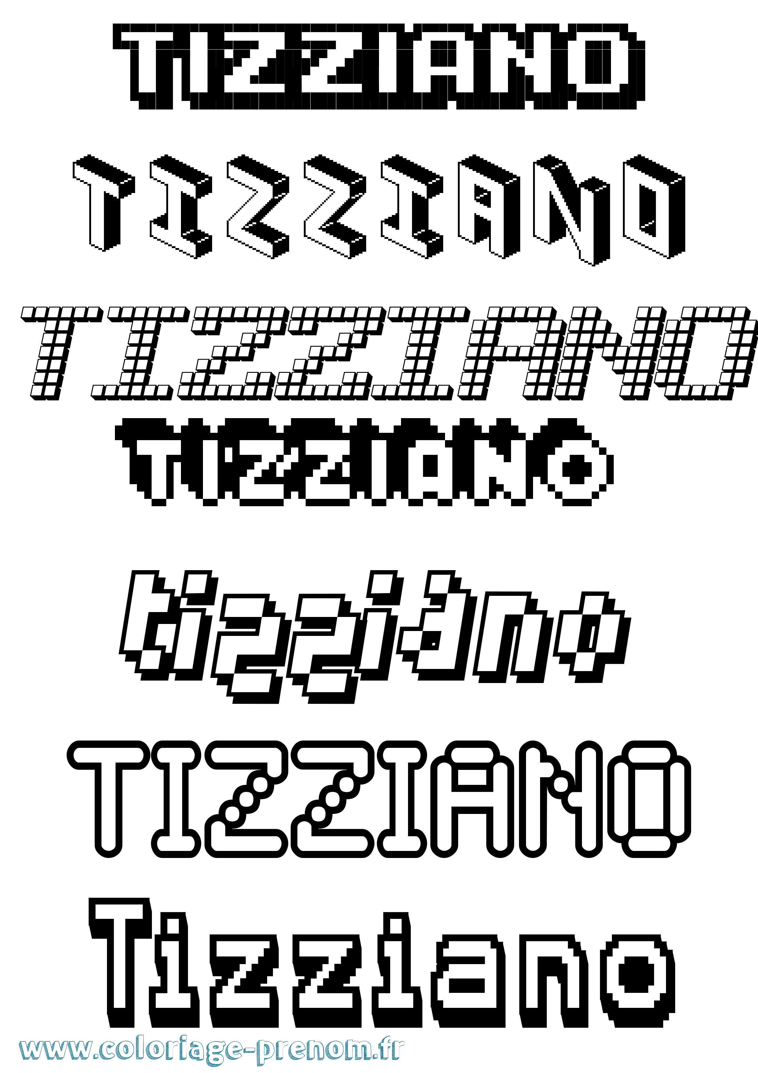 Coloriage prénom Tizziano Pixel