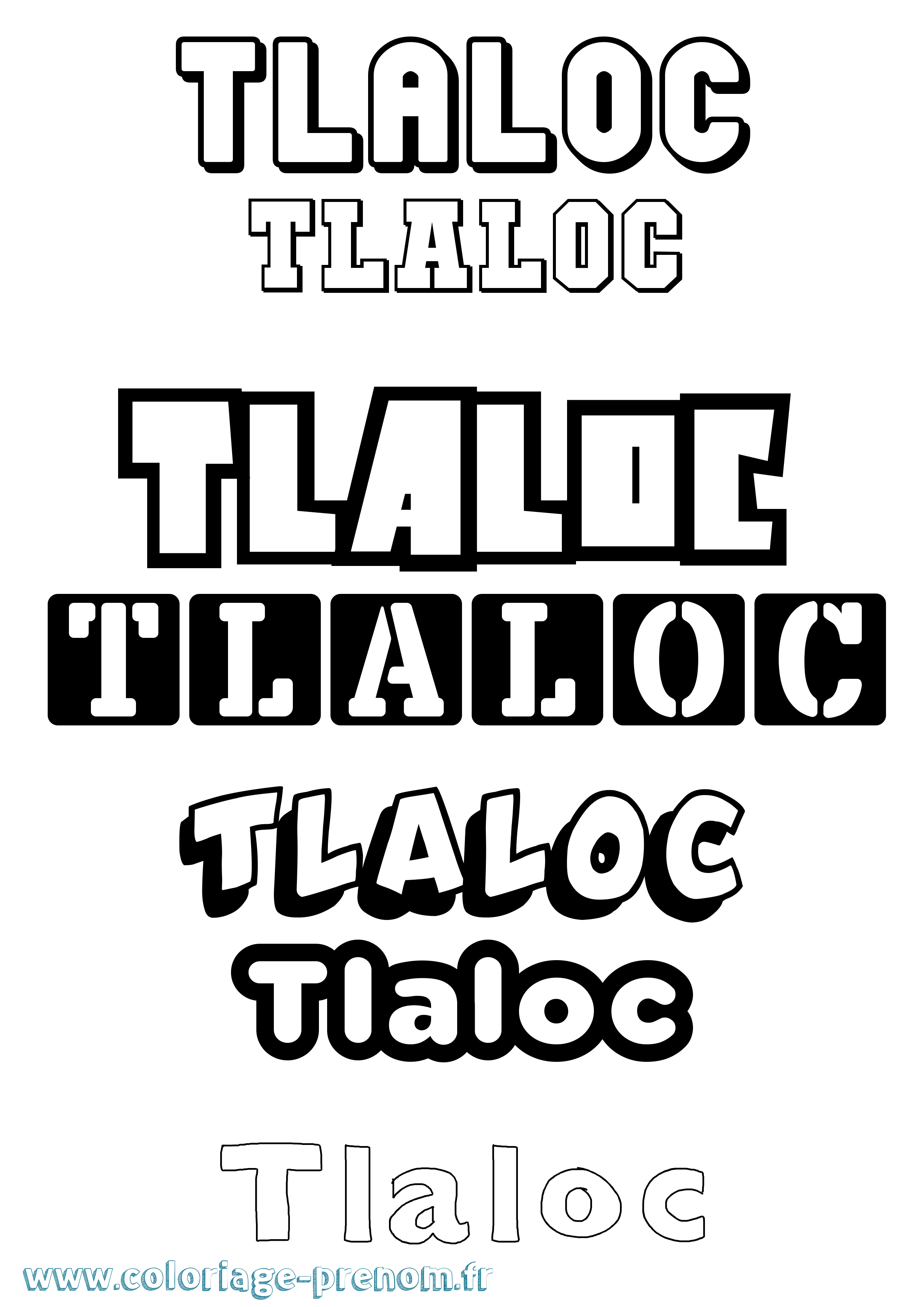 Coloriage prénom Tlaloc Simple
