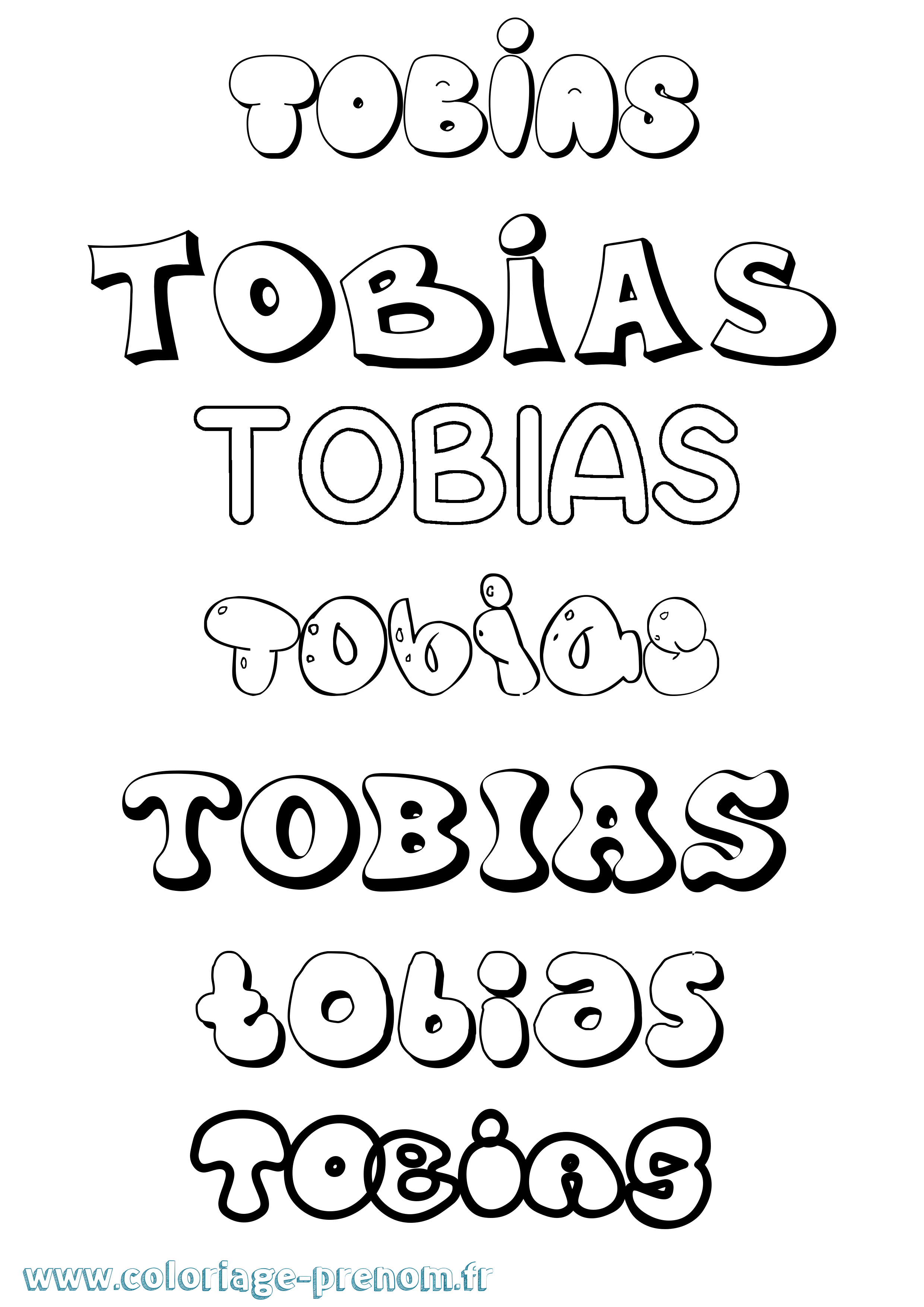 Coloriage prénom Tobias Bubble