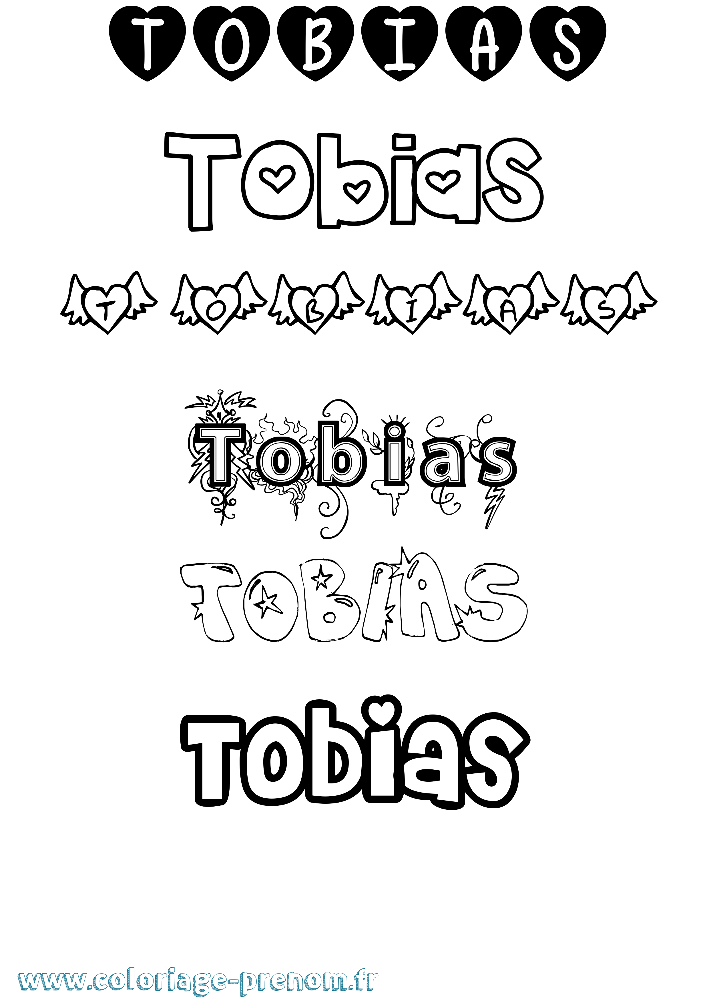 Coloriage prénom Tobias Girly