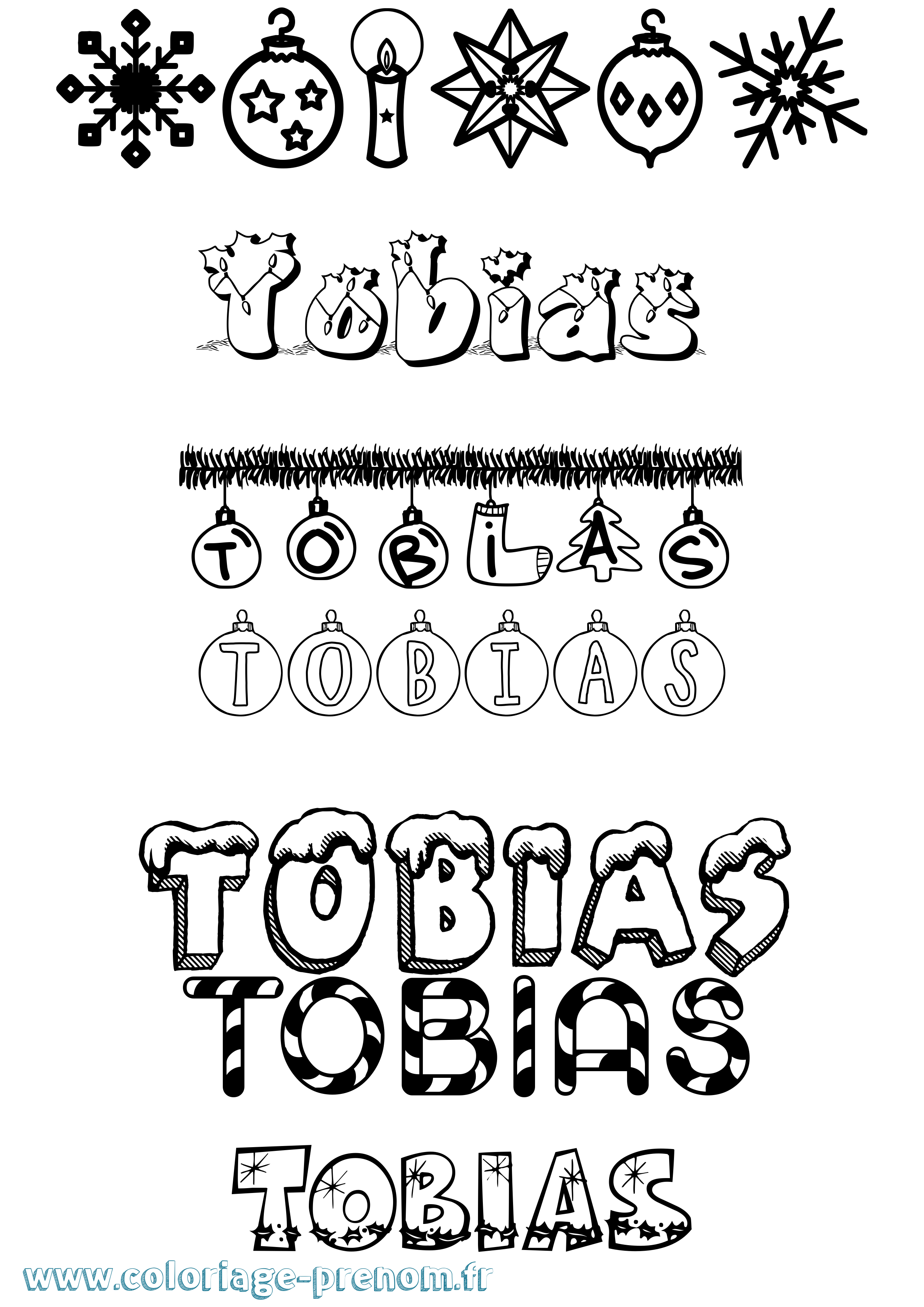 Coloriage prénom Tobias Noël