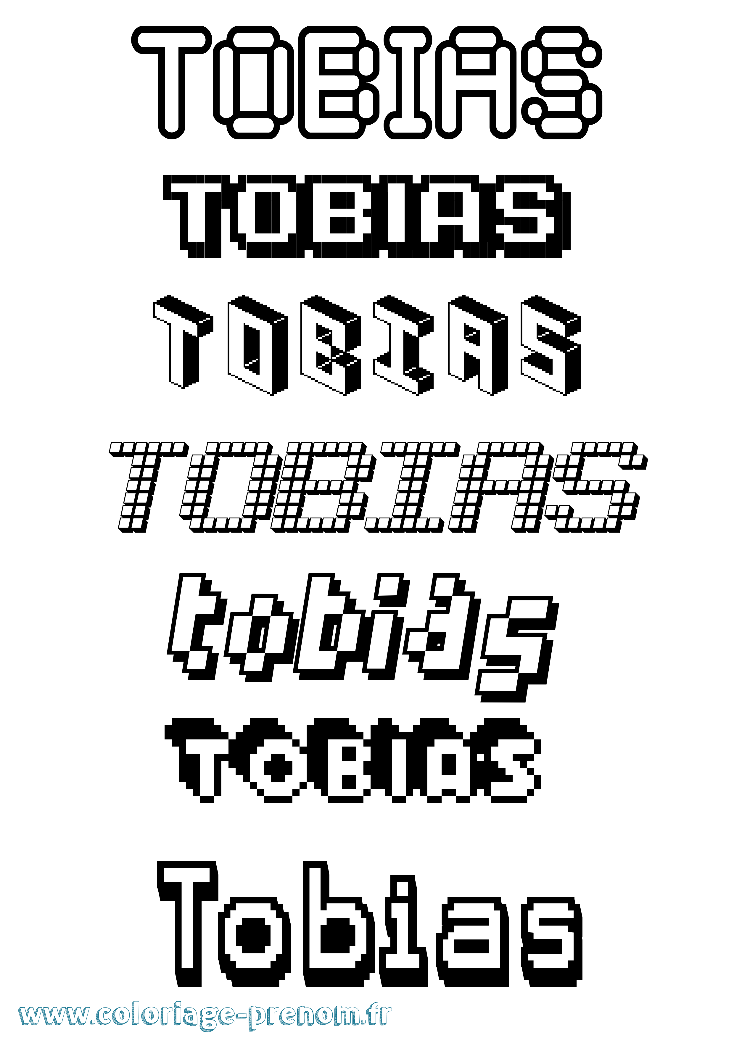 Coloriage prénom Tobias Pixel