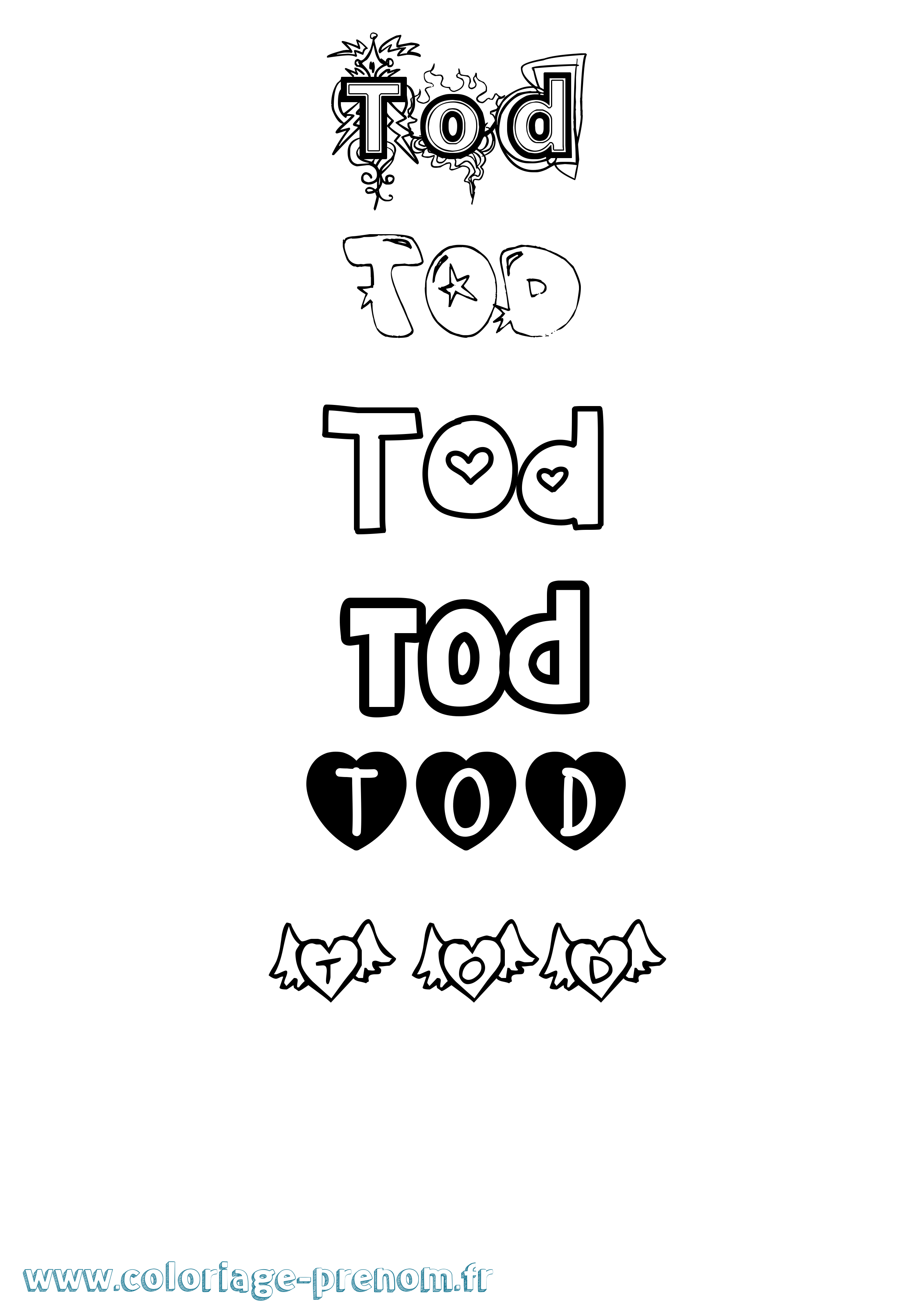 Coloriage prénom Tod Girly