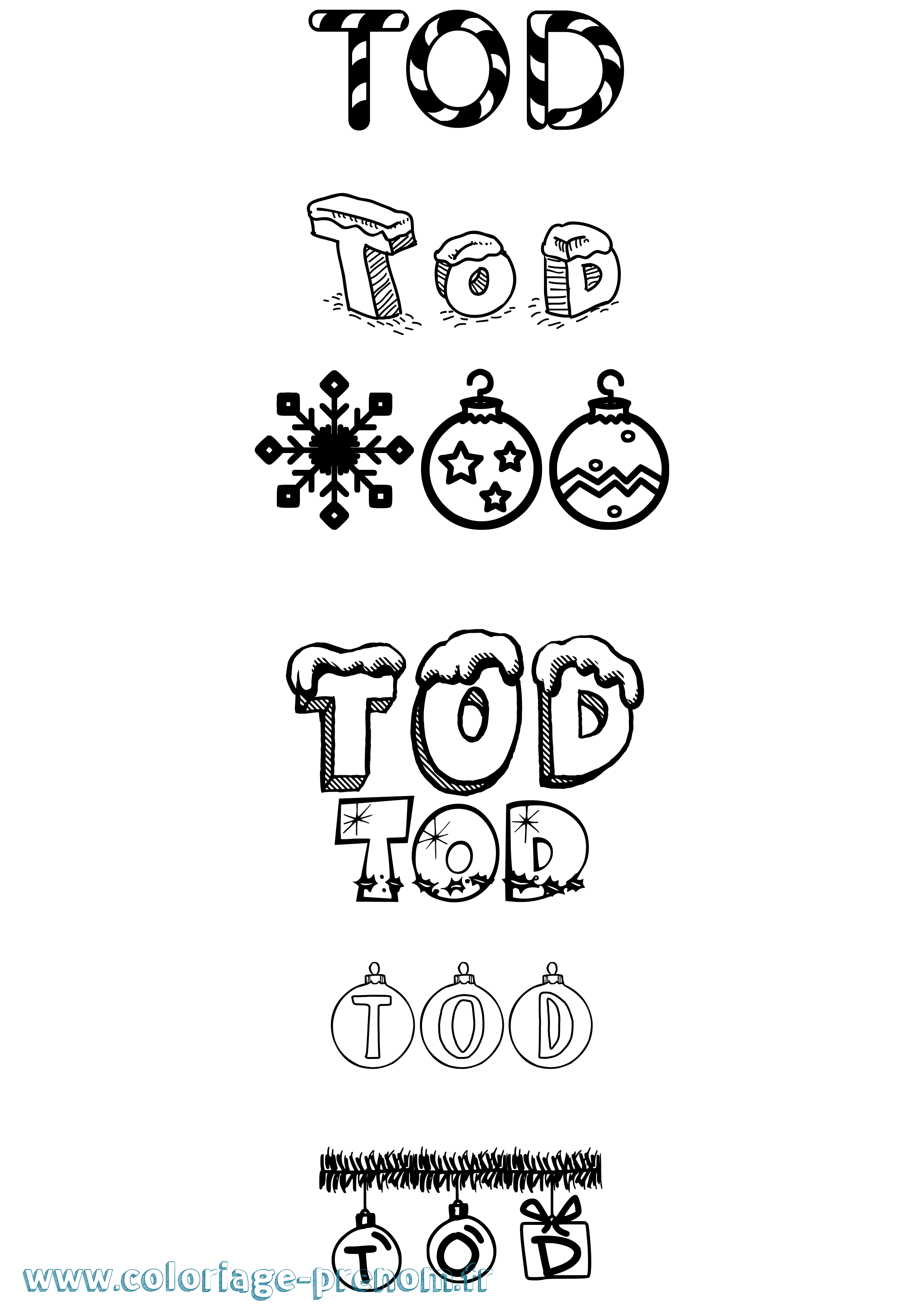 Coloriage prénom Tod Noël
