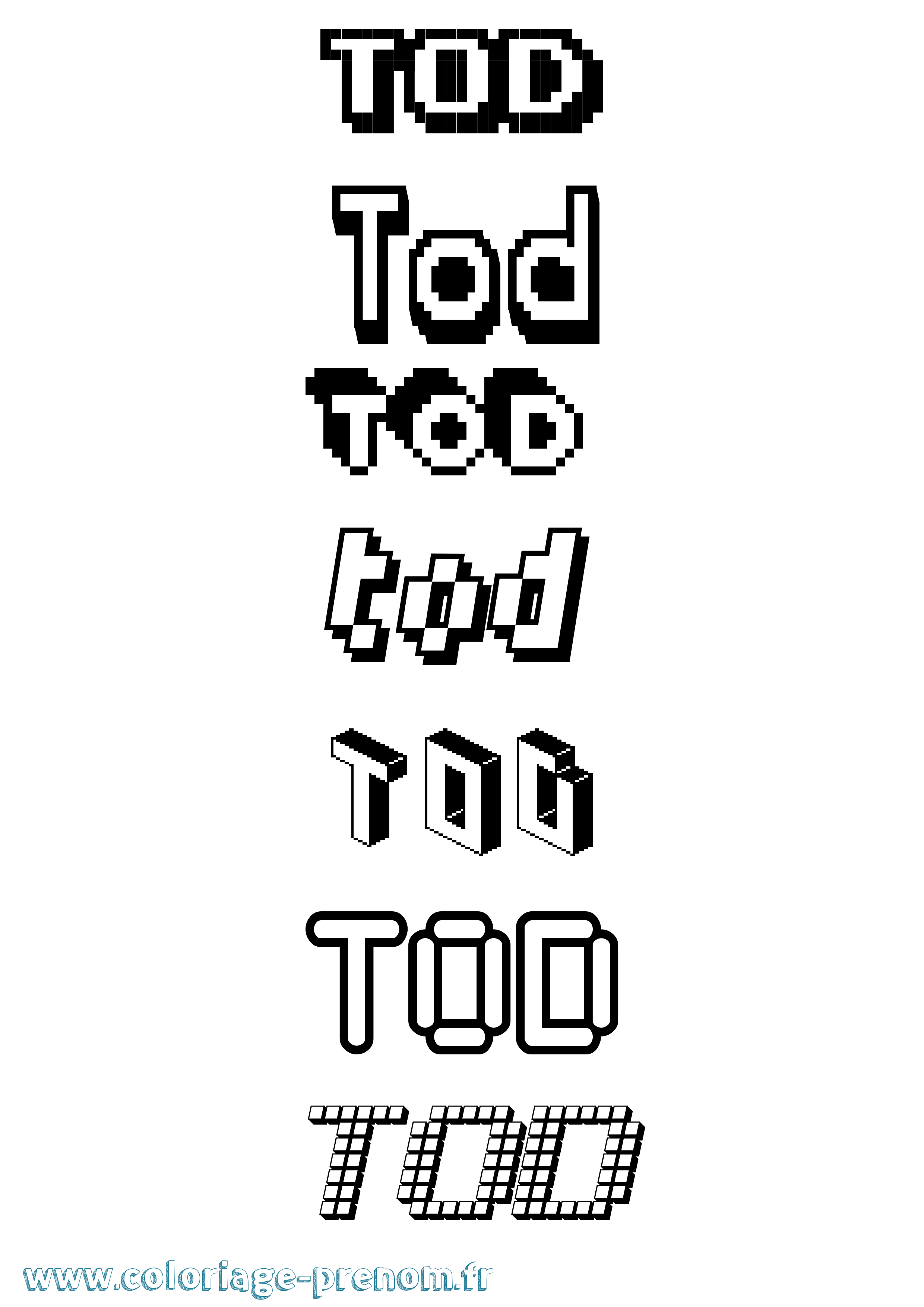 Coloriage prénom Tod Pixel