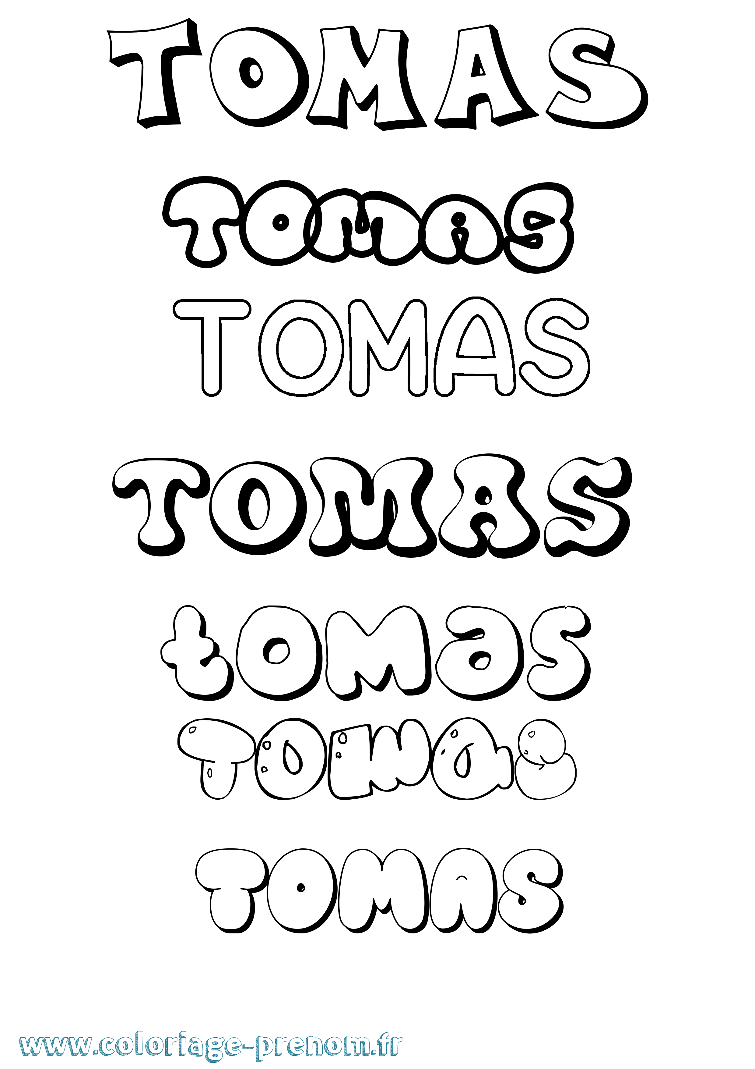 Coloriage prénom Tomas Bubble
