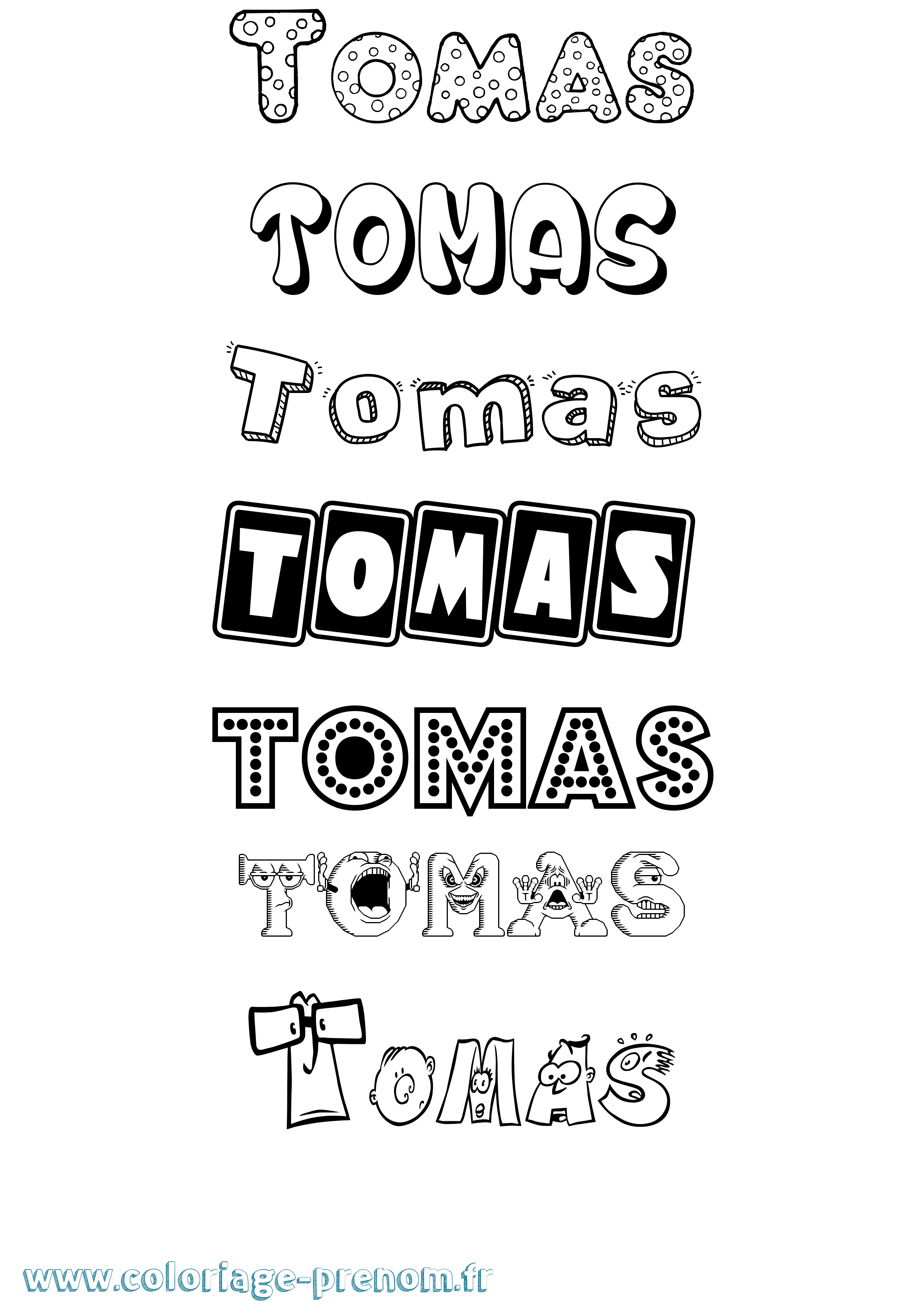 Coloriage prénom Tomas Fun