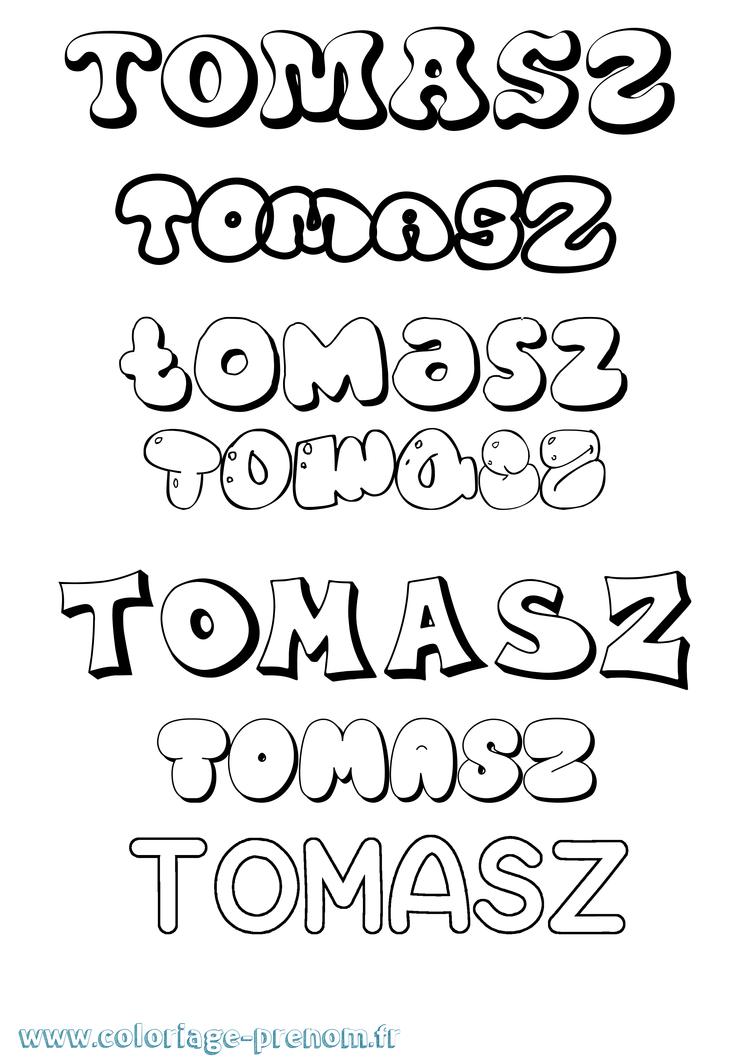 Coloriage Tomasz Bubble Coloriage prénom Tomasz Bubble