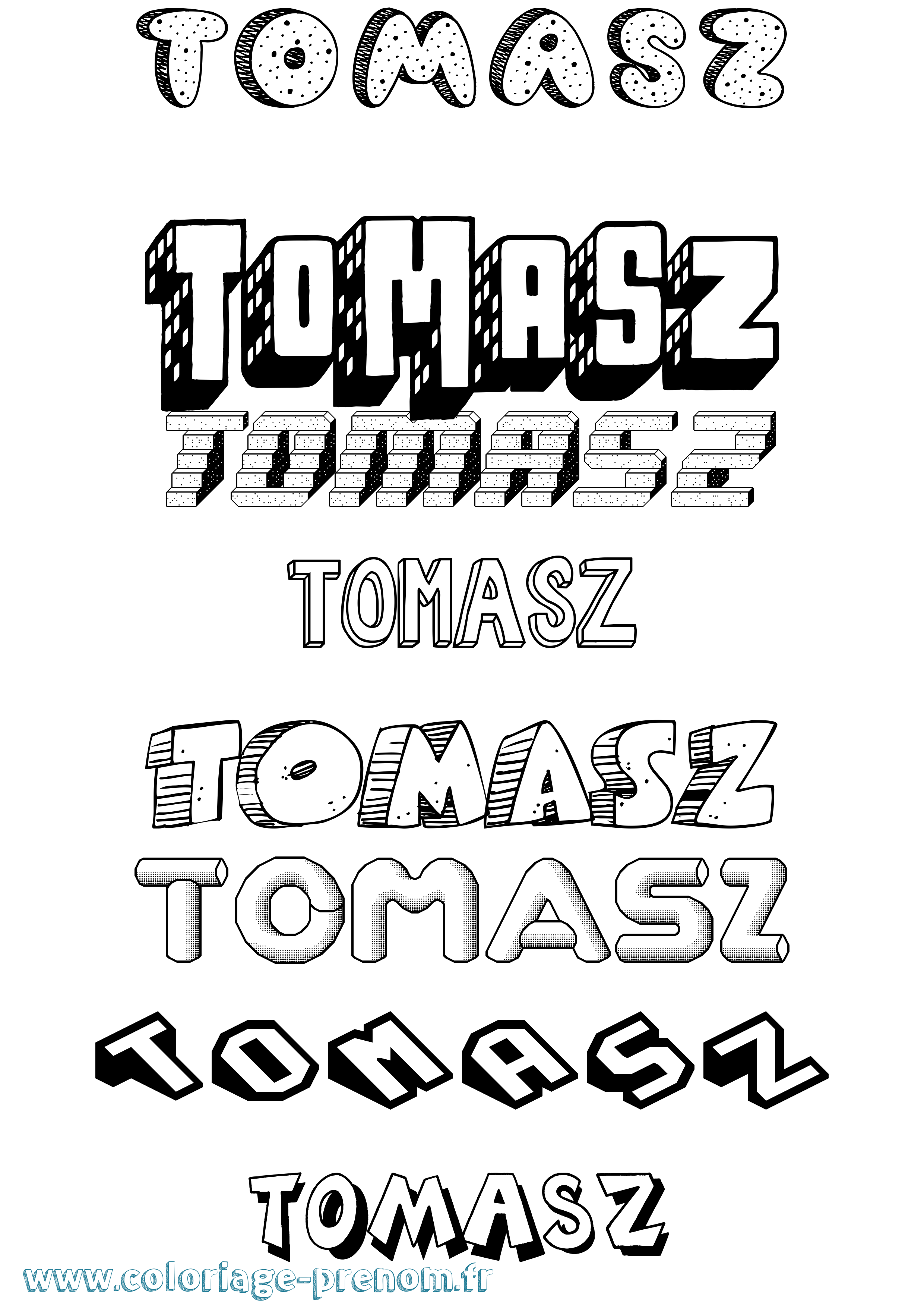 Coloriage Tomasz Effet 3D Coloriage prénom Tomasz Effet 3D