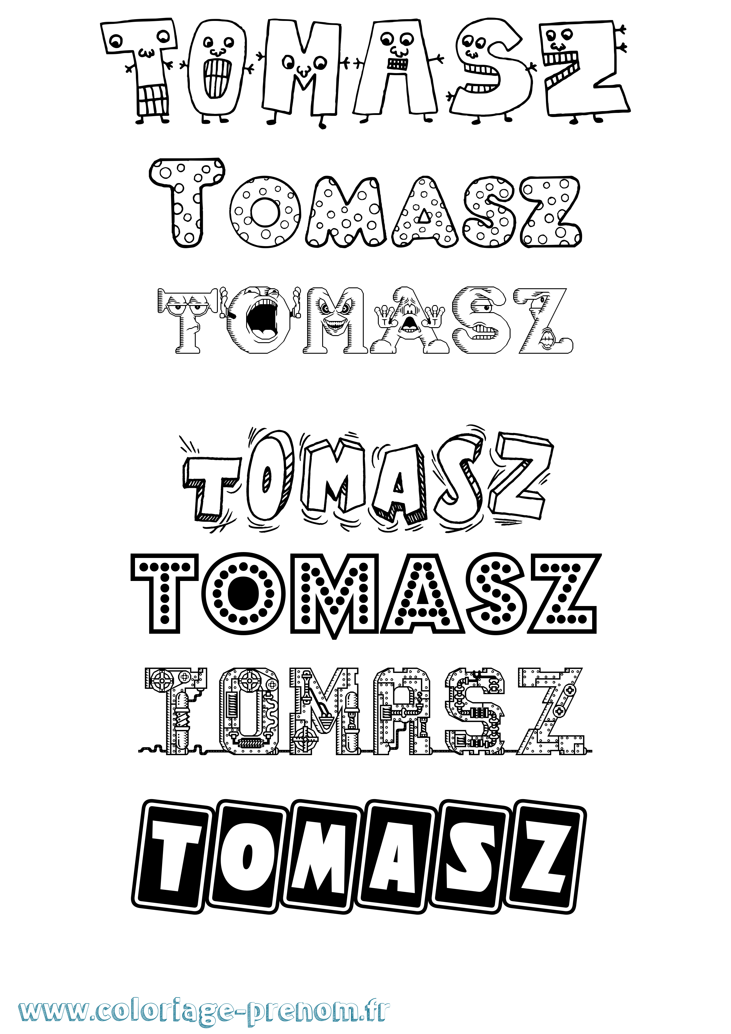 Coloriage prénom Tomasz Fun