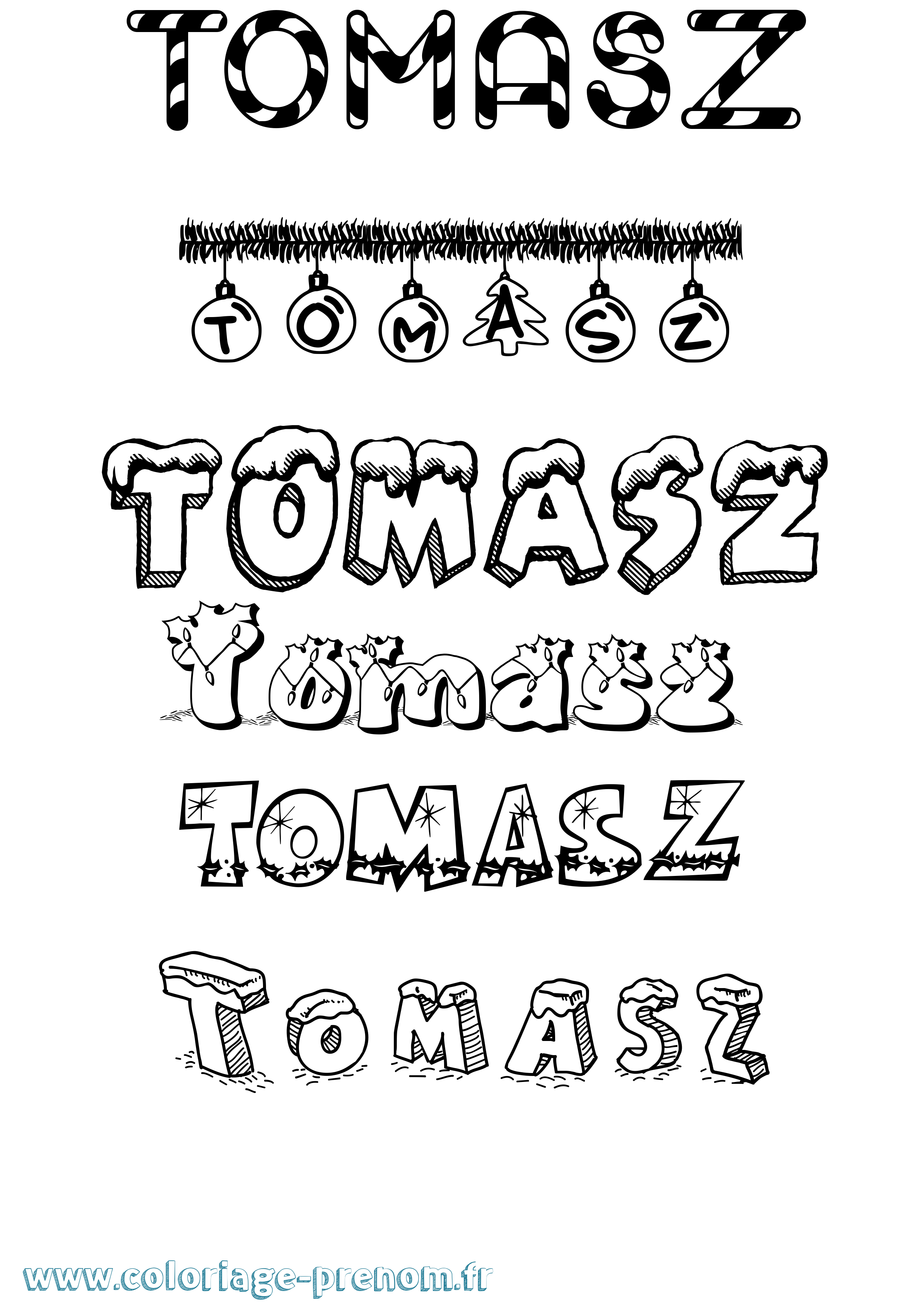 Coloriage Tomasz Noël Coloriage prénom Tomasz Noël