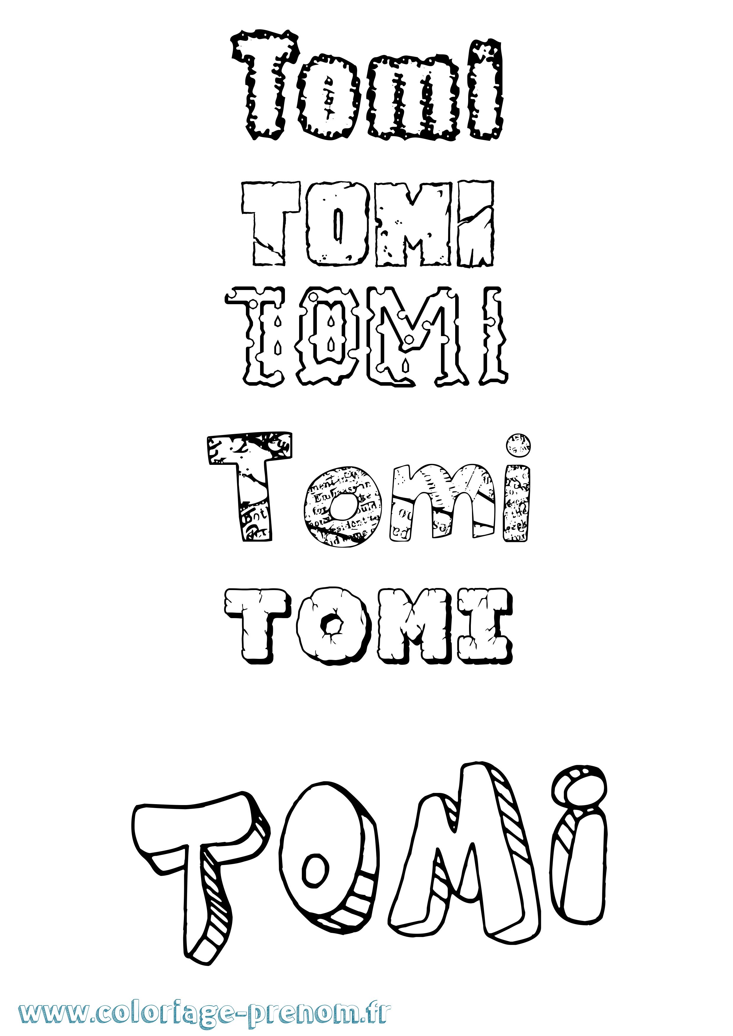 Coloriage prénom Tomi Destructuré