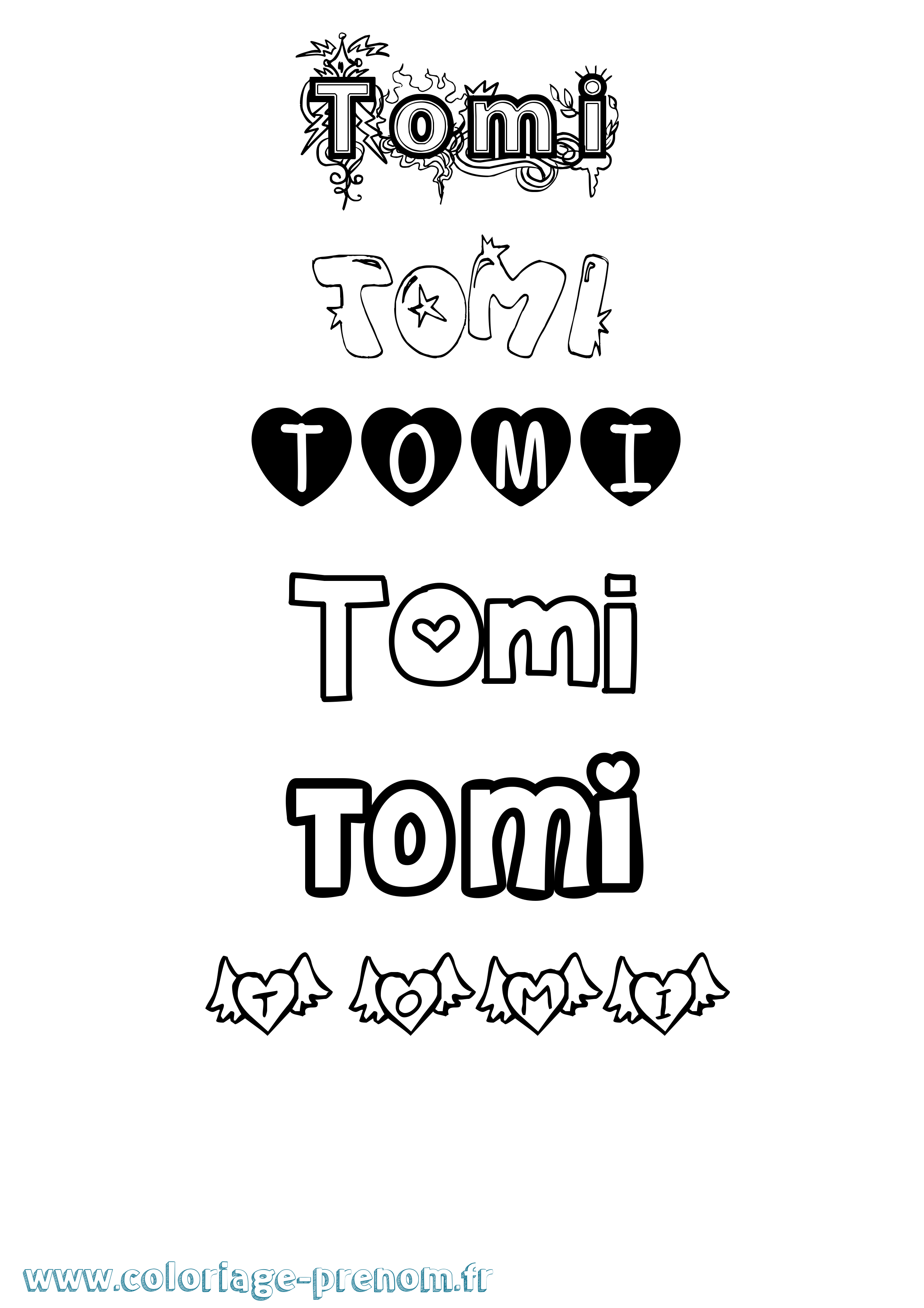 Coloriage prénom Tomi Girly