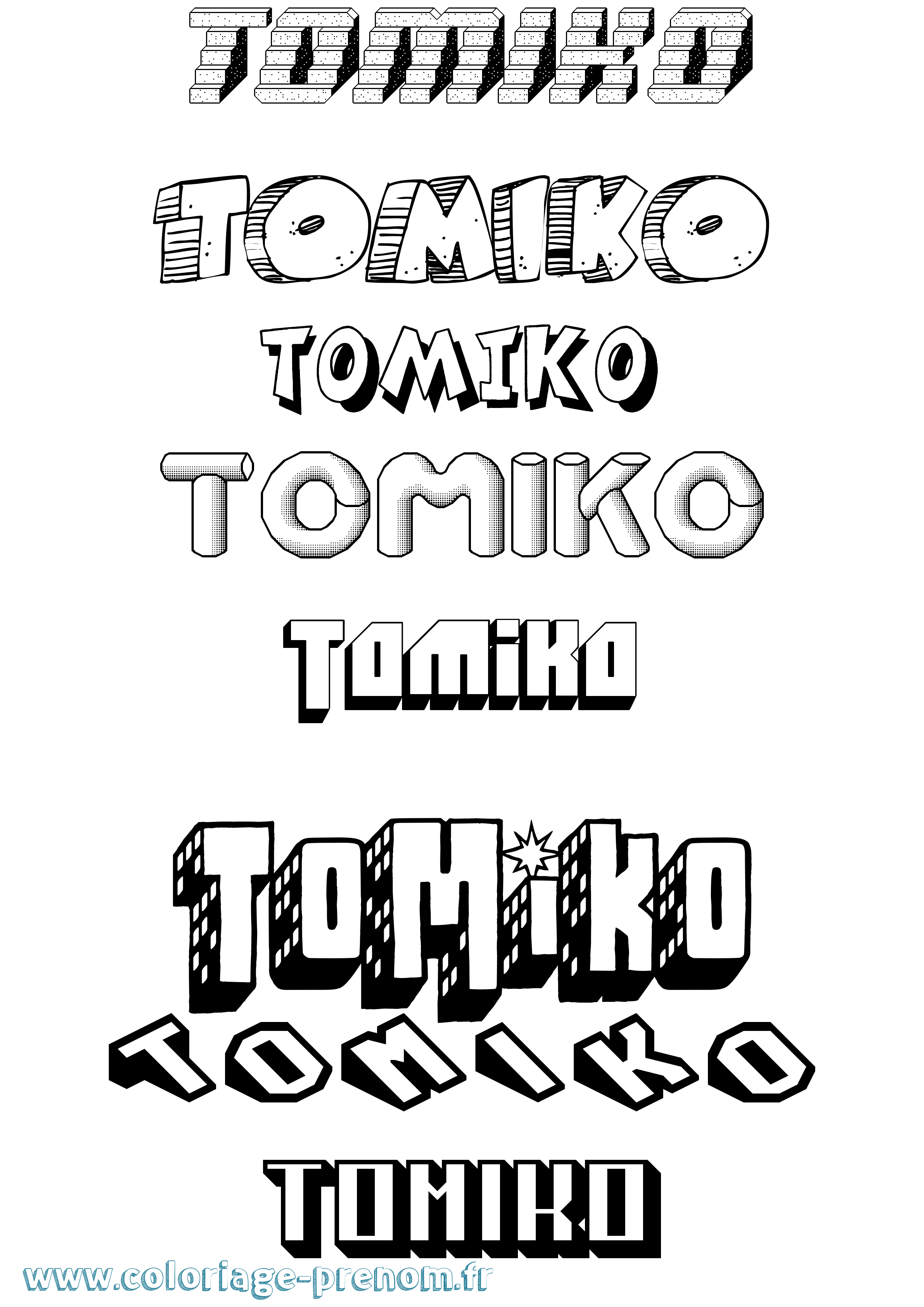 Coloriage Tomiko Effet 3D Coloriage prénom Tomiko Effet 3D