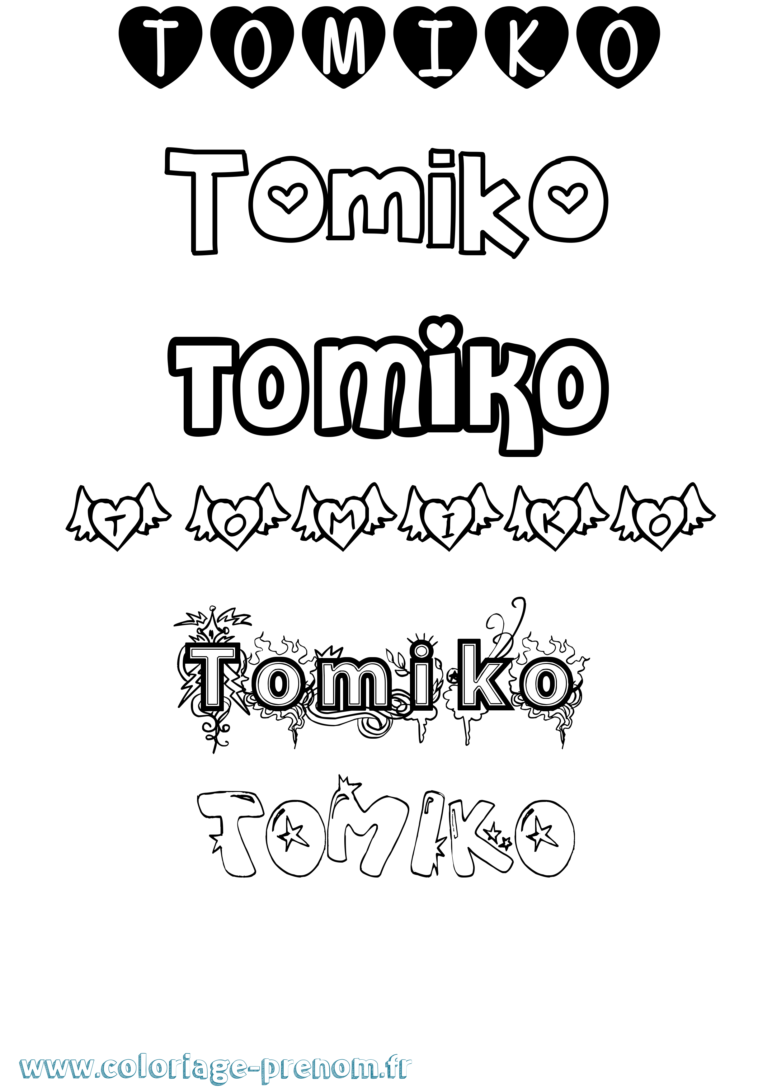 Coloriage Tomiko Girly Coloriage prénom Tomiko Girly