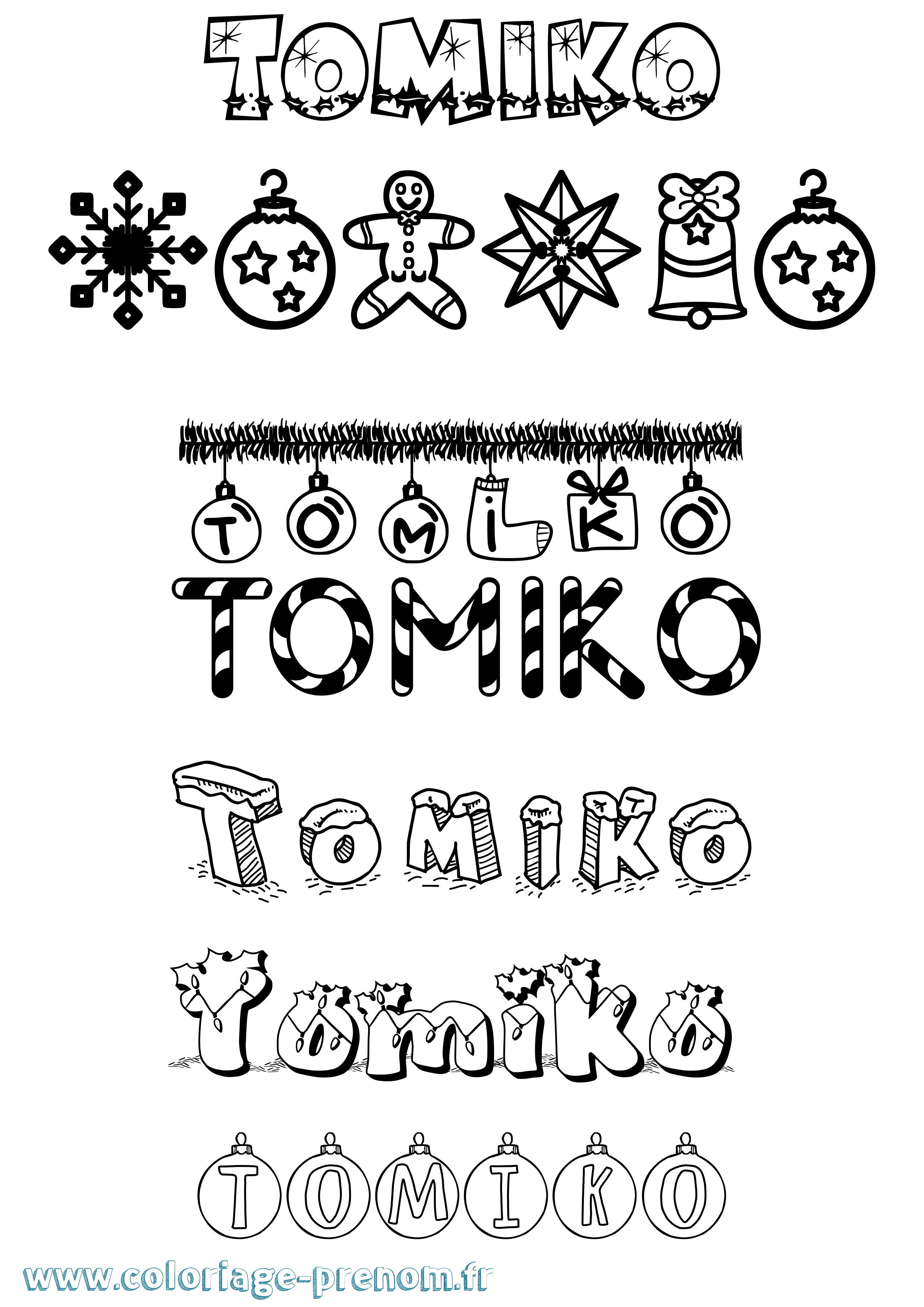 Coloriage Tomiko Noël Coloriage prénom Tomiko Noël