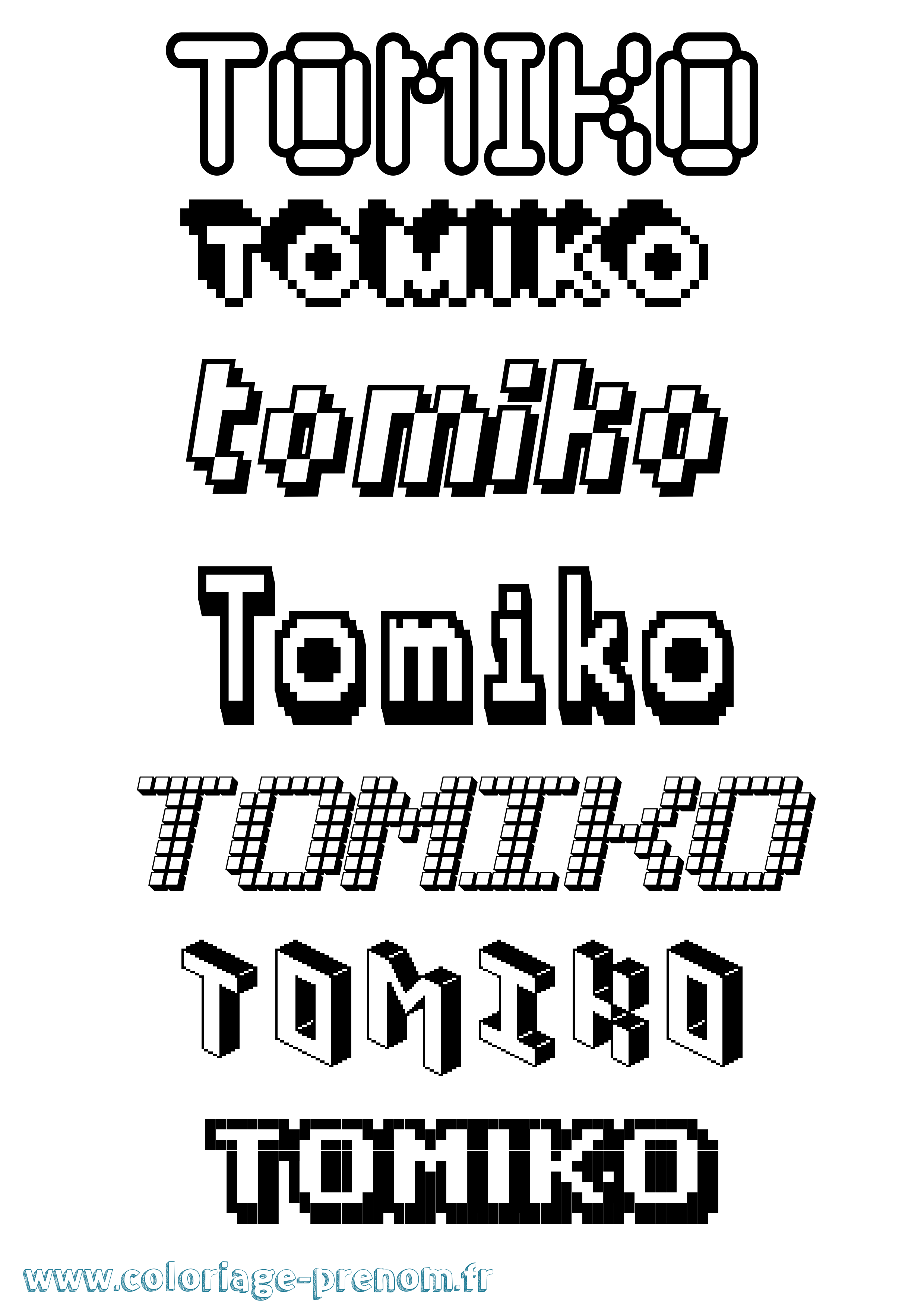 Coloriage Tomiko Pixel Coloriage prénom Tomiko Pixel