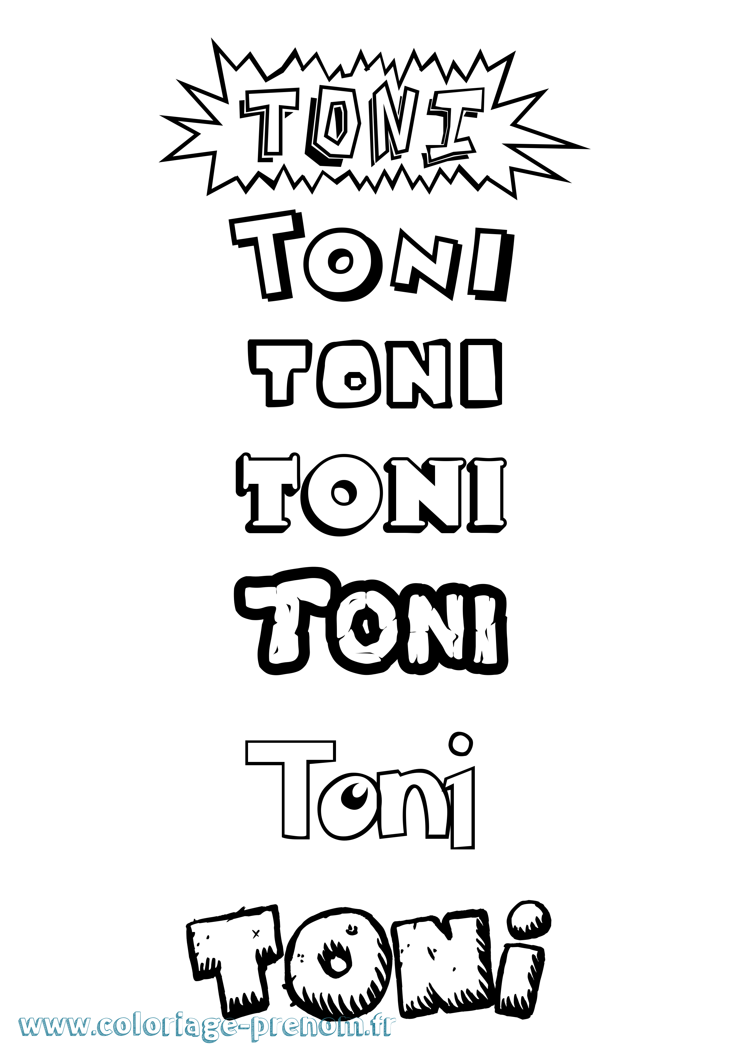 Coloriage prénom Toni Dessin Animé