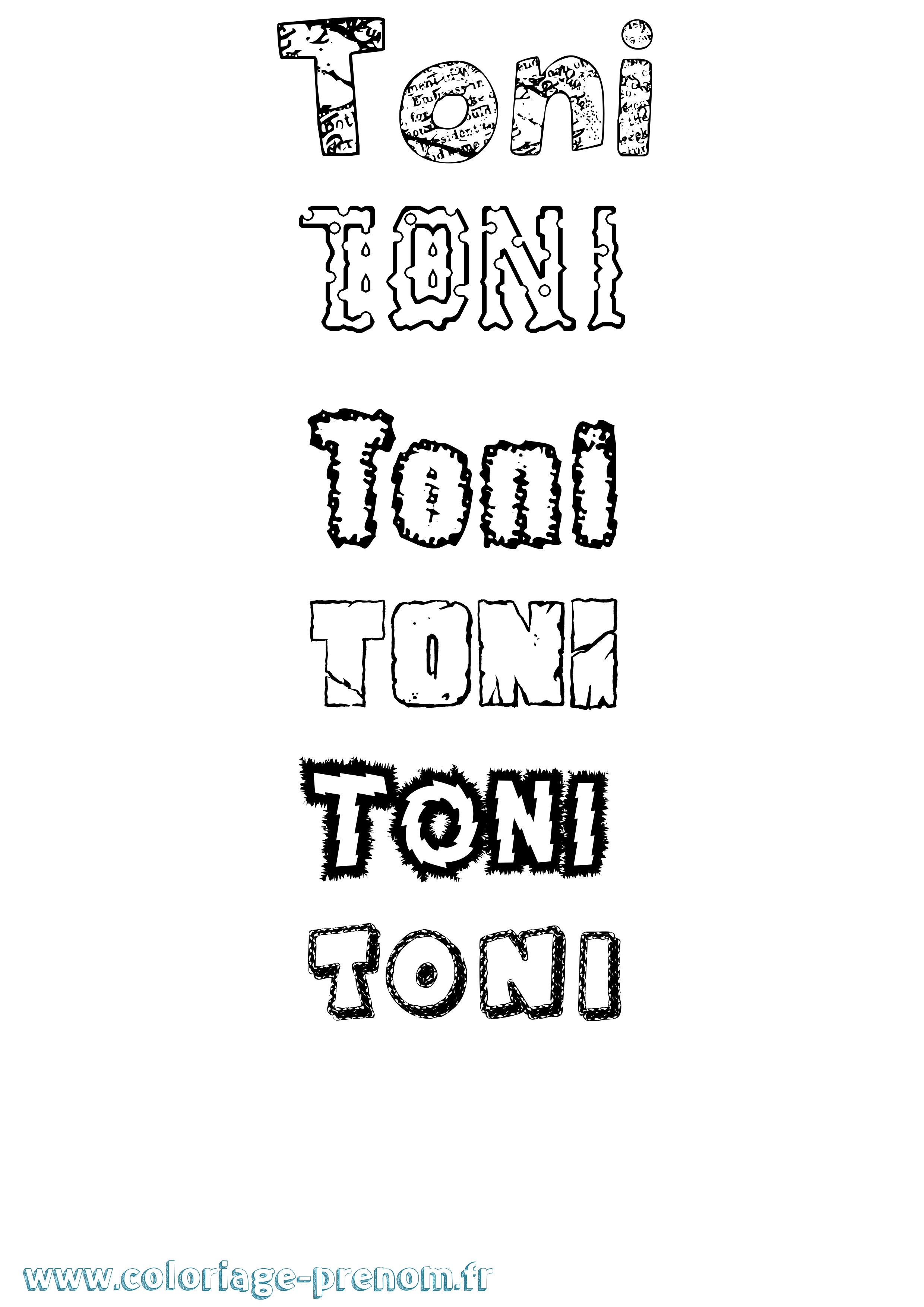Coloriage prénom Toni Destructuré