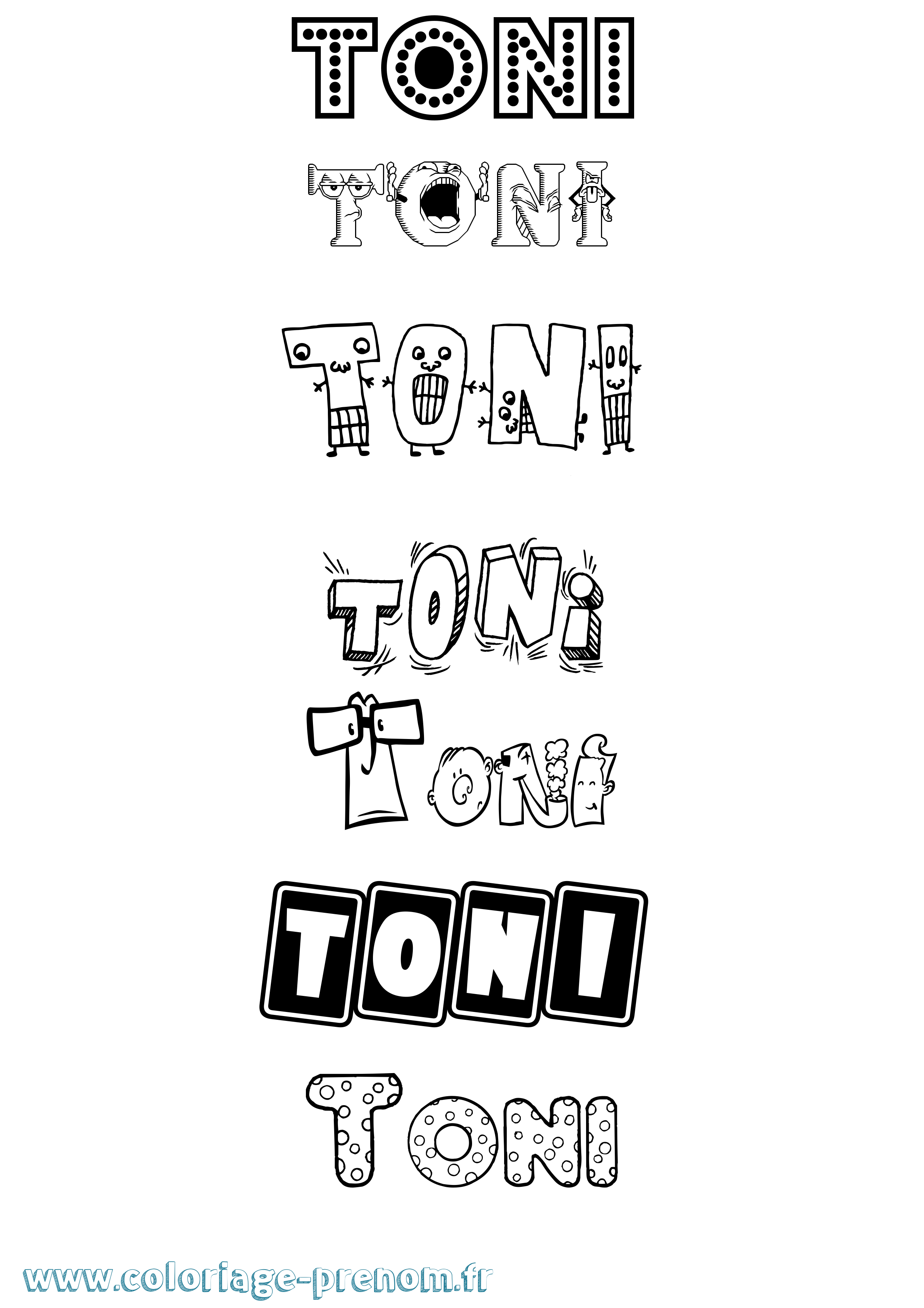 Coloriage prénom Toni Fun