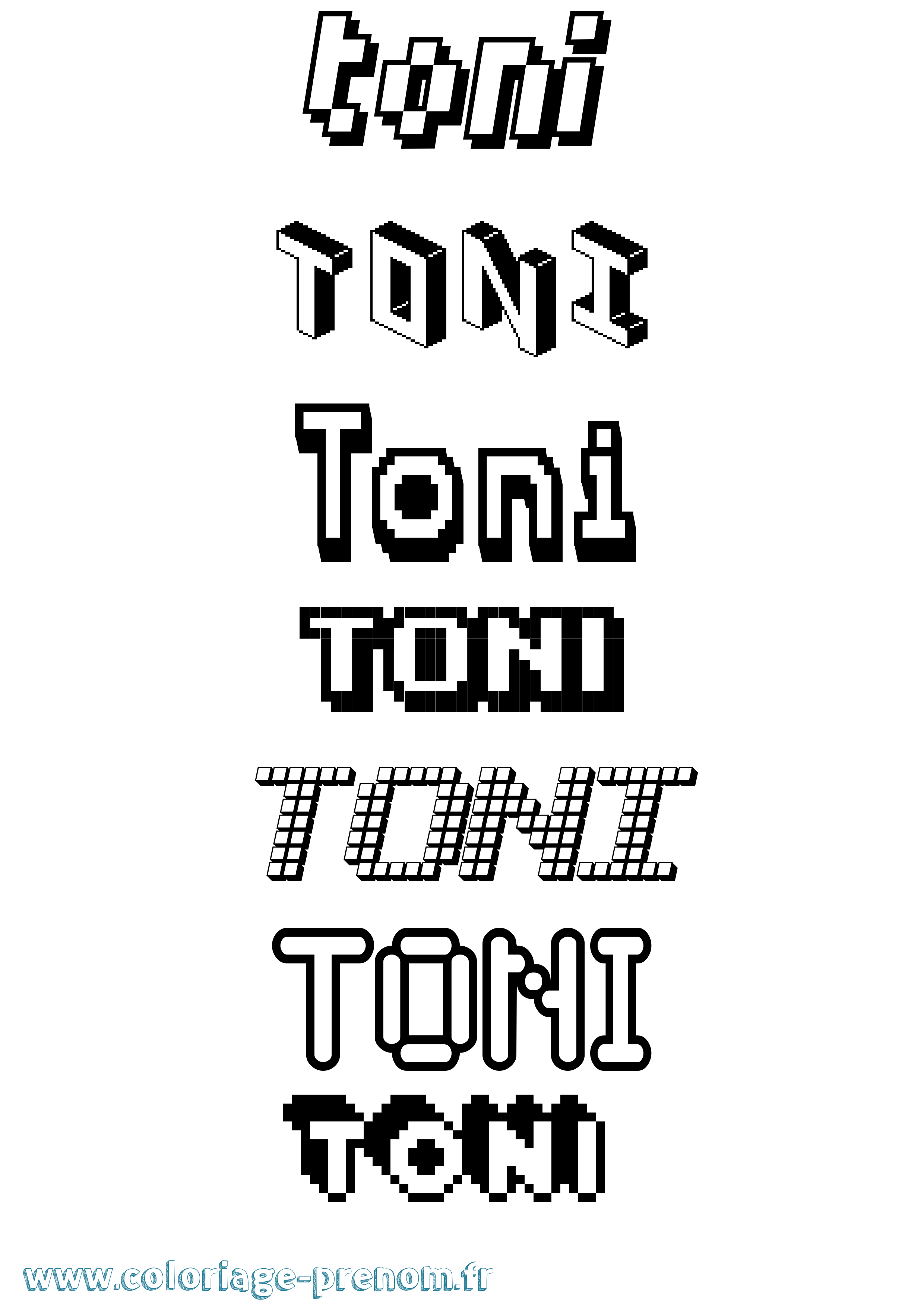Coloriage prénom Toni Pixel