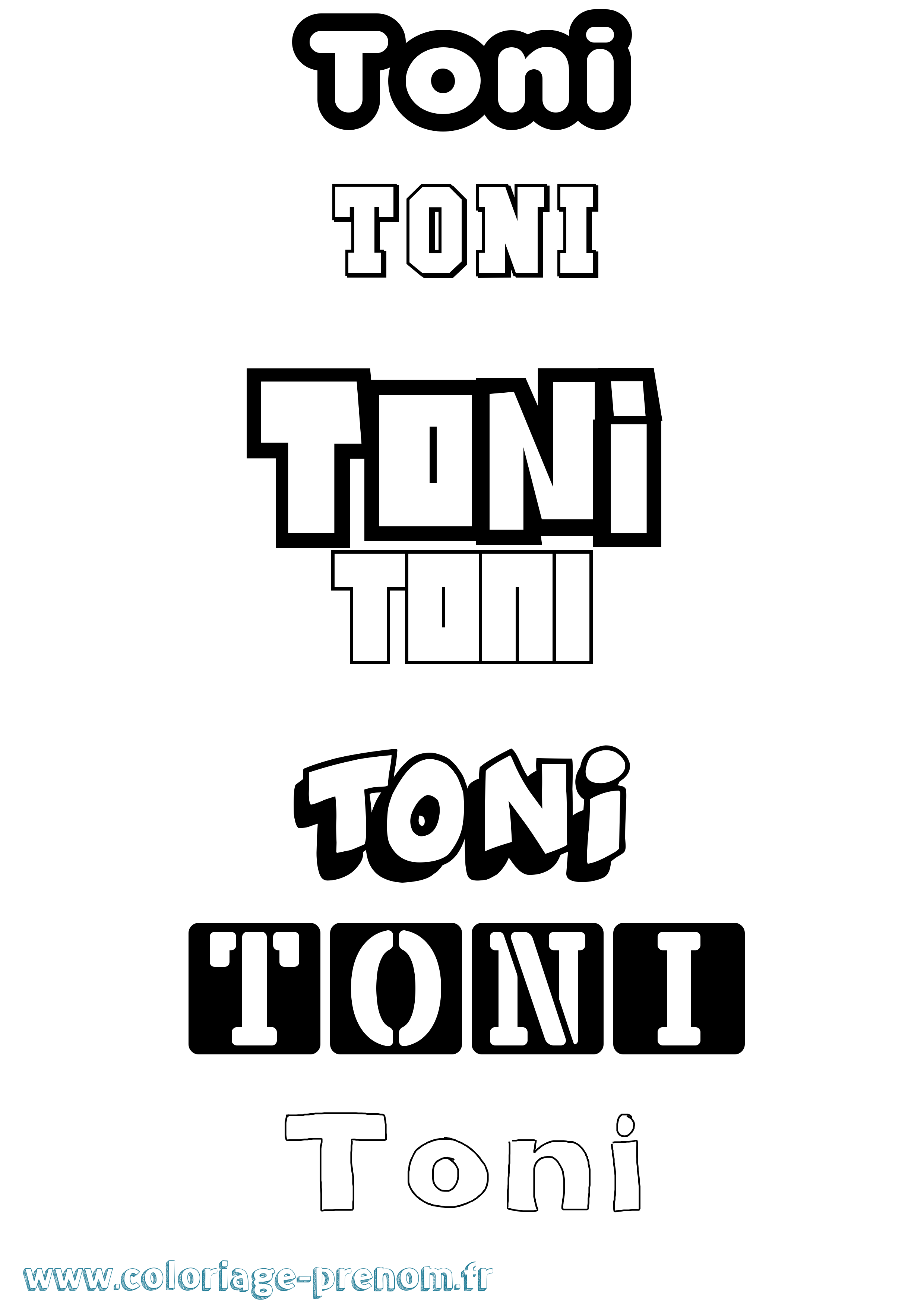 Coloriage prénom Toni Simple