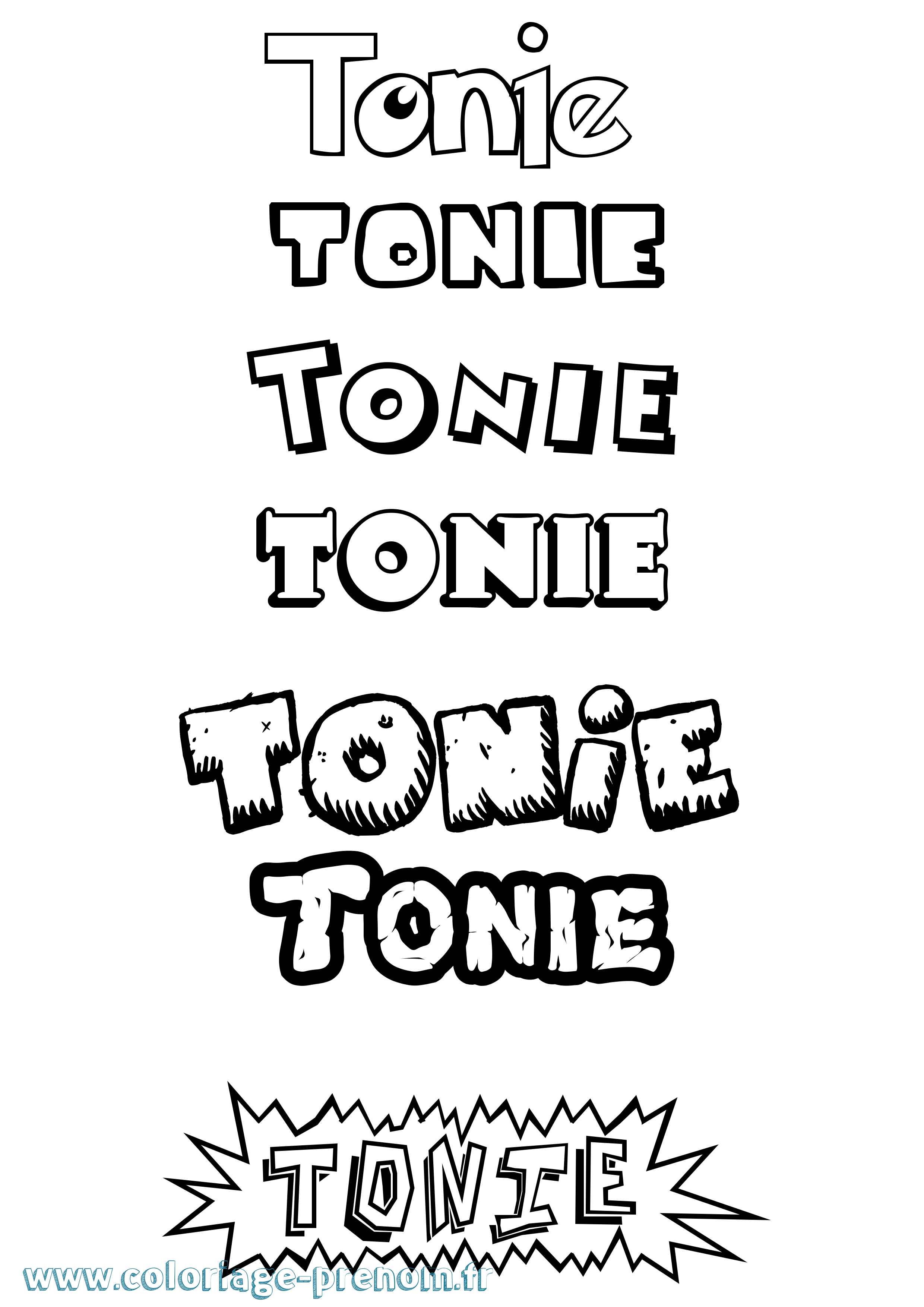 Coloriage prénom Tonie Dessin Animé