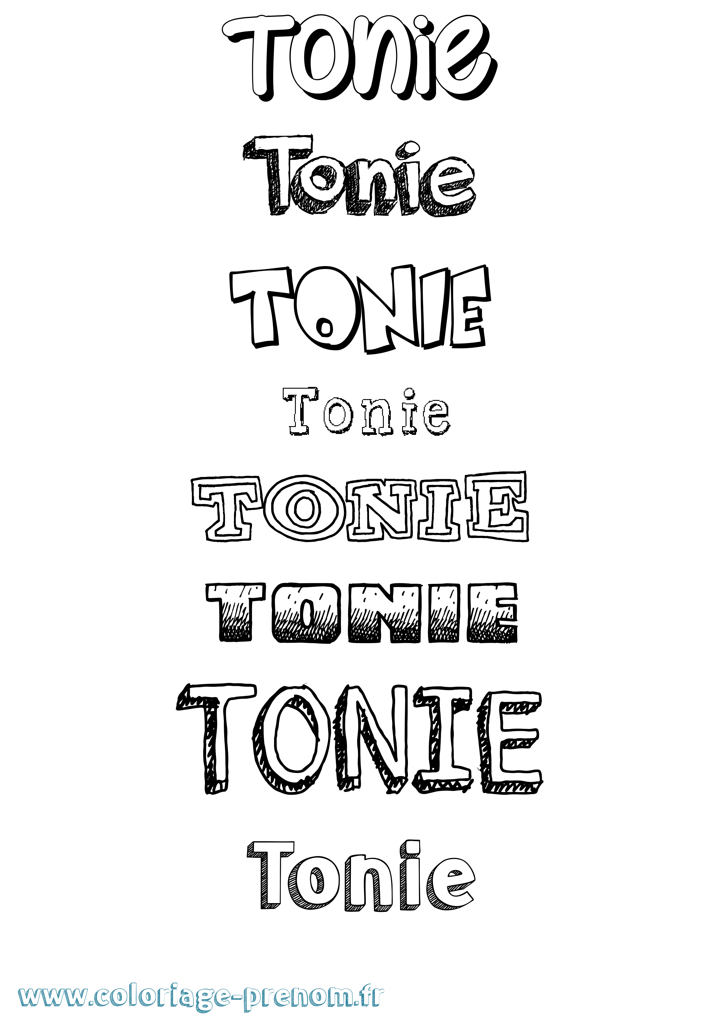 Coloriage prénom Tonie Dessiné