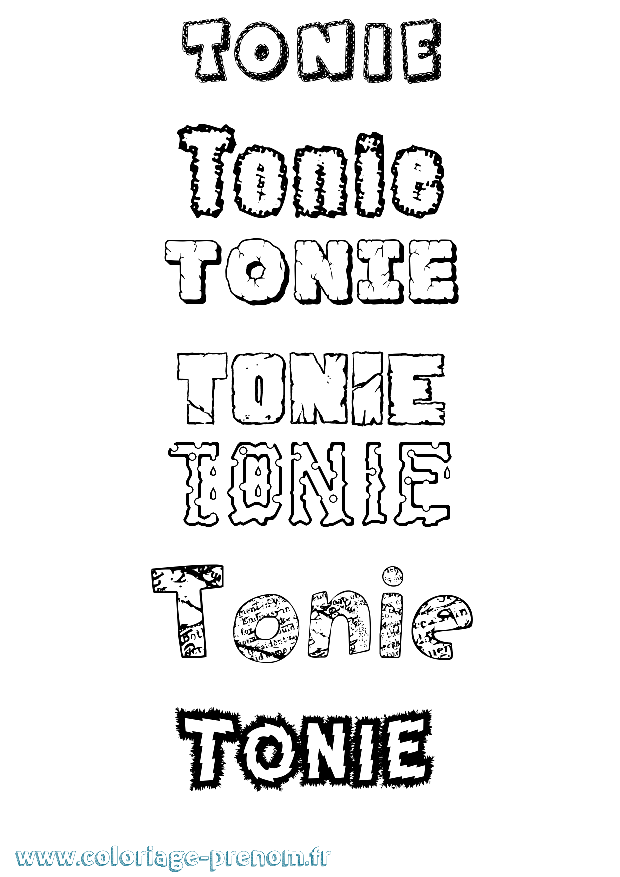 Coloriage prénom Tonie Destructuré