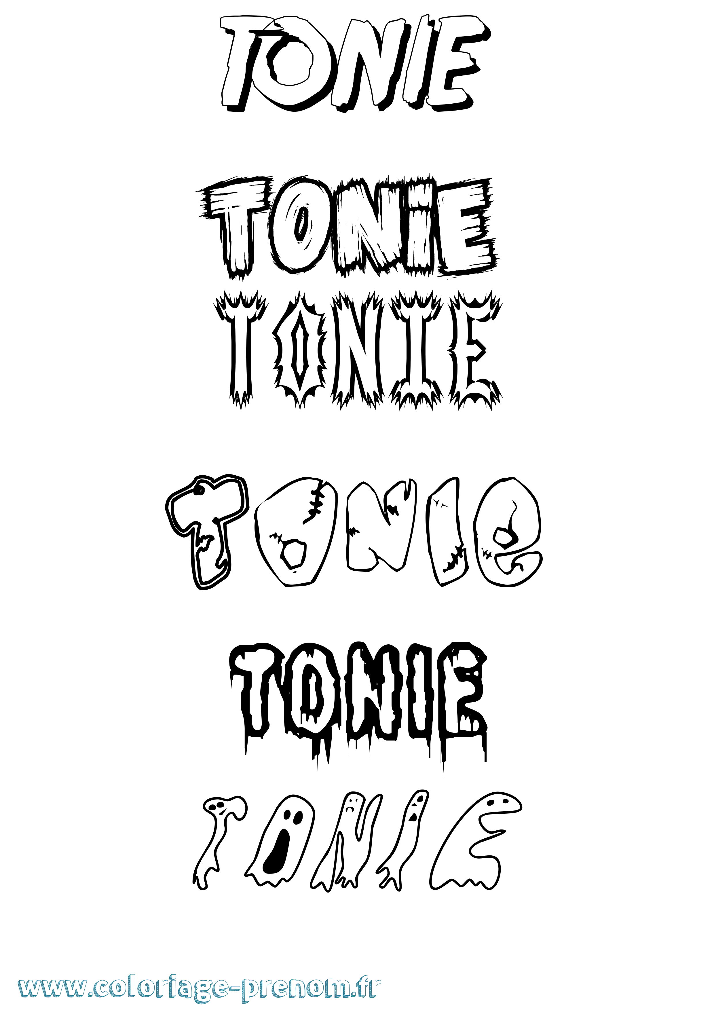 Coloriage prénom Tonie Frisson