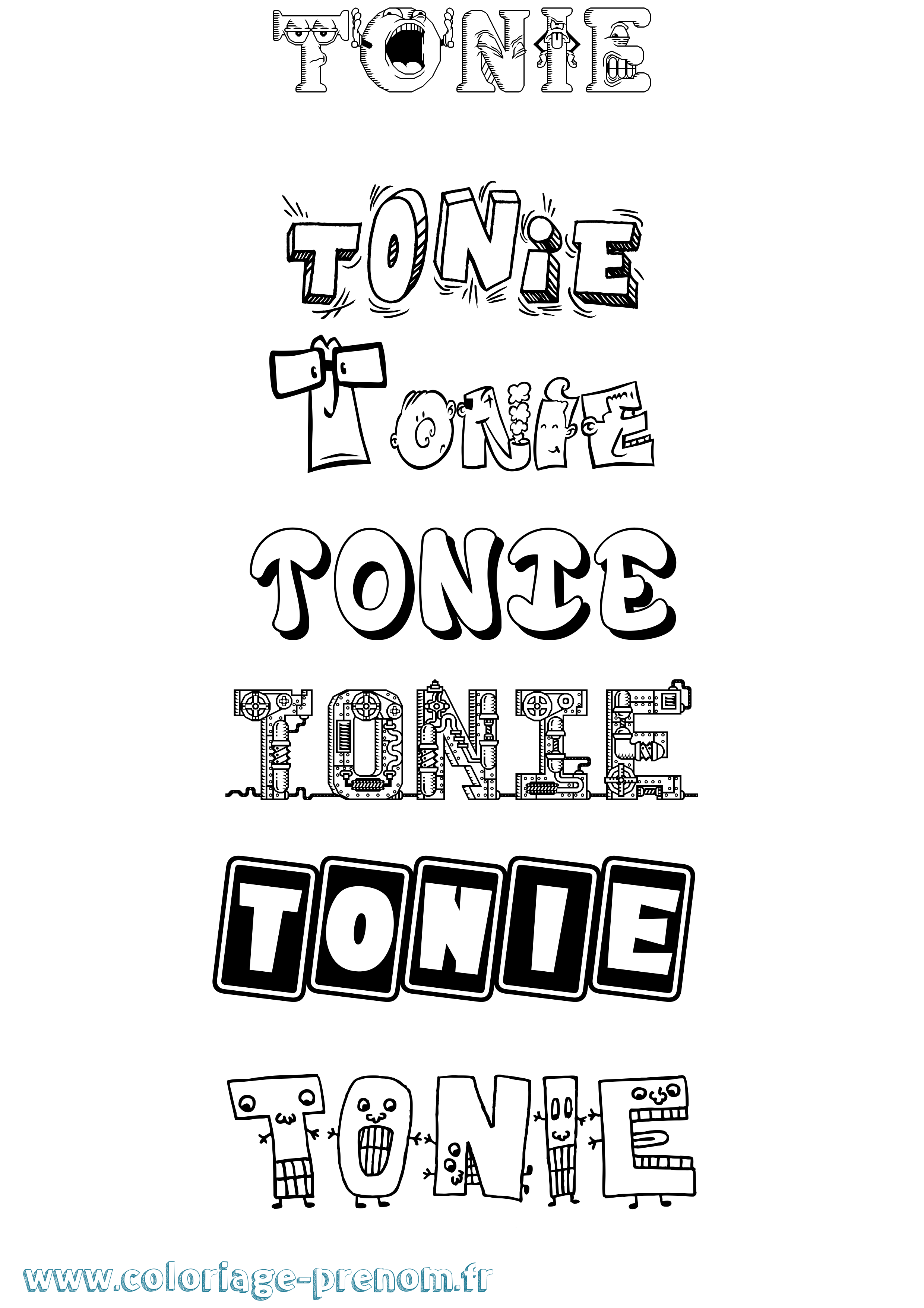 Coloriage prénom Tonie Fun
