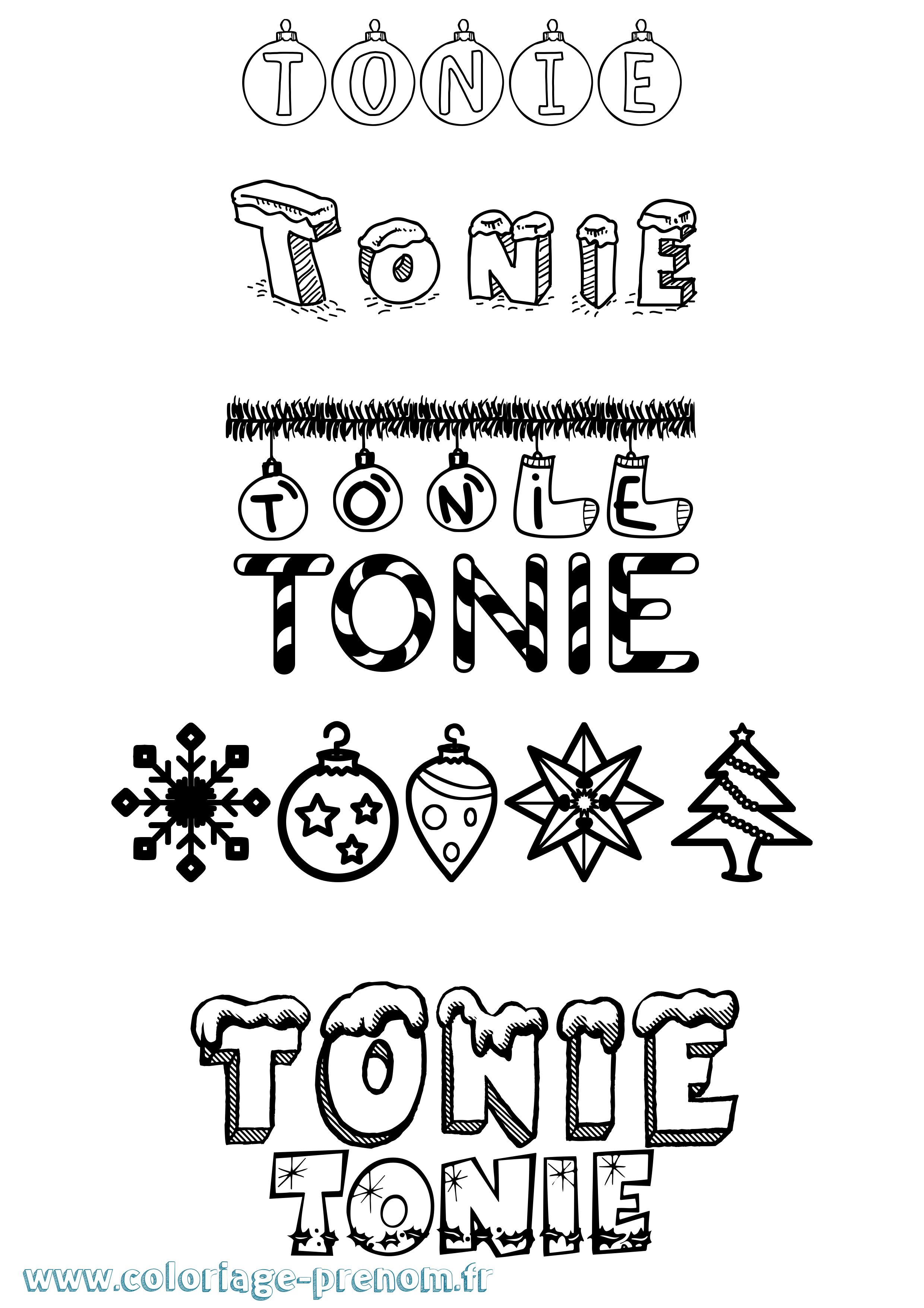 Coloriage prénom Tonie Noël