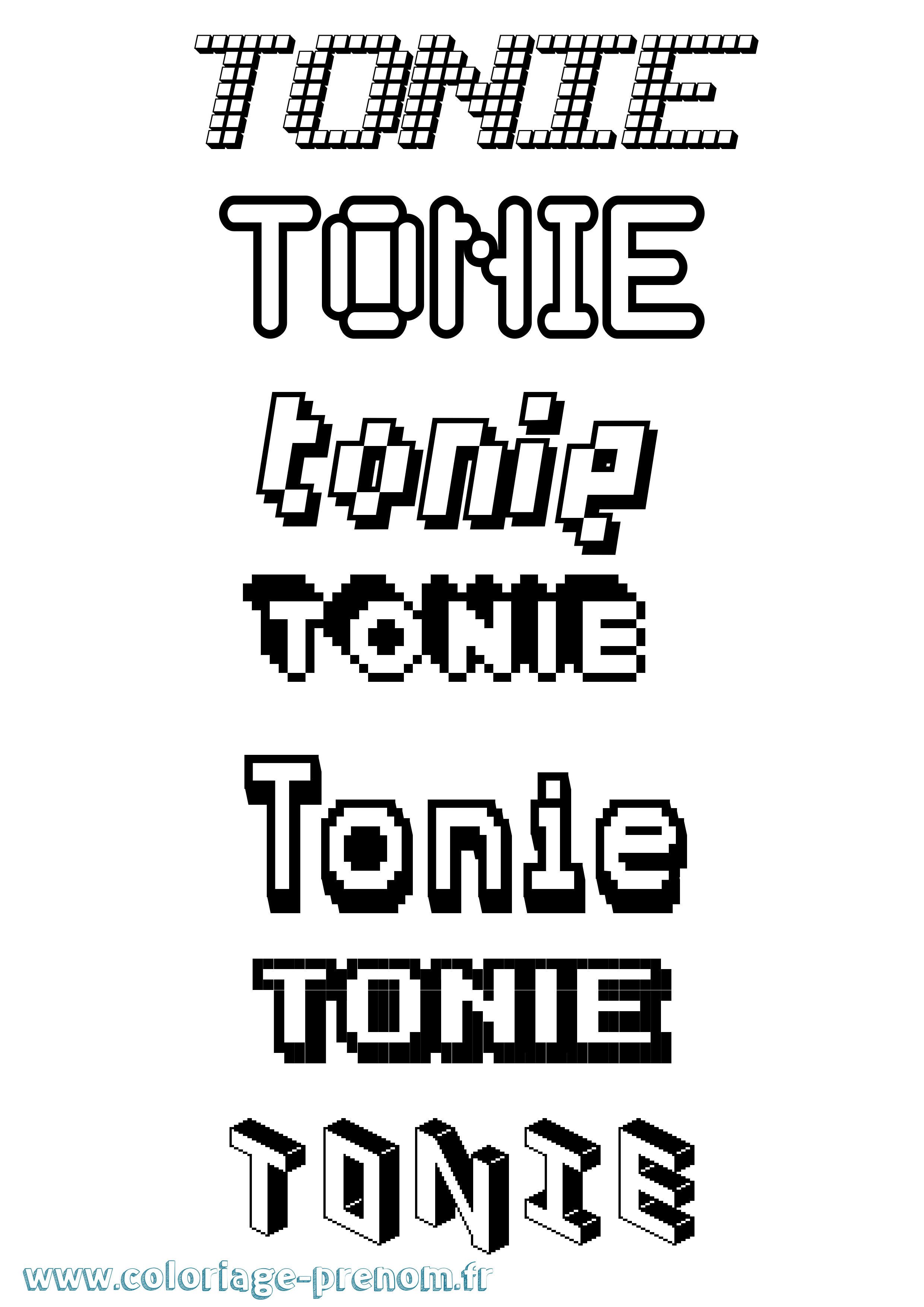 Coloriage prénom Tonie Pixel