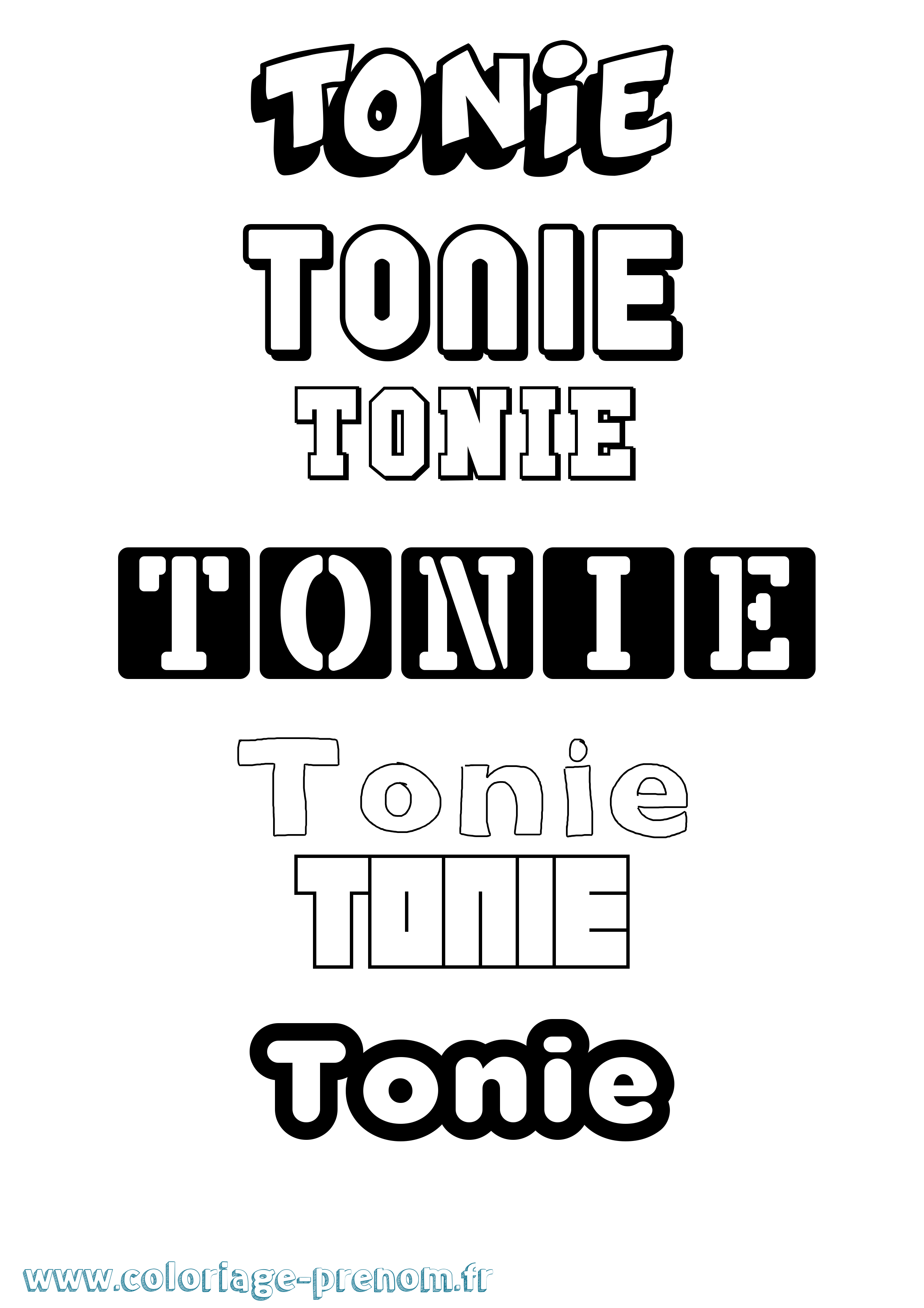 Coloriage prénom Tonie Simple