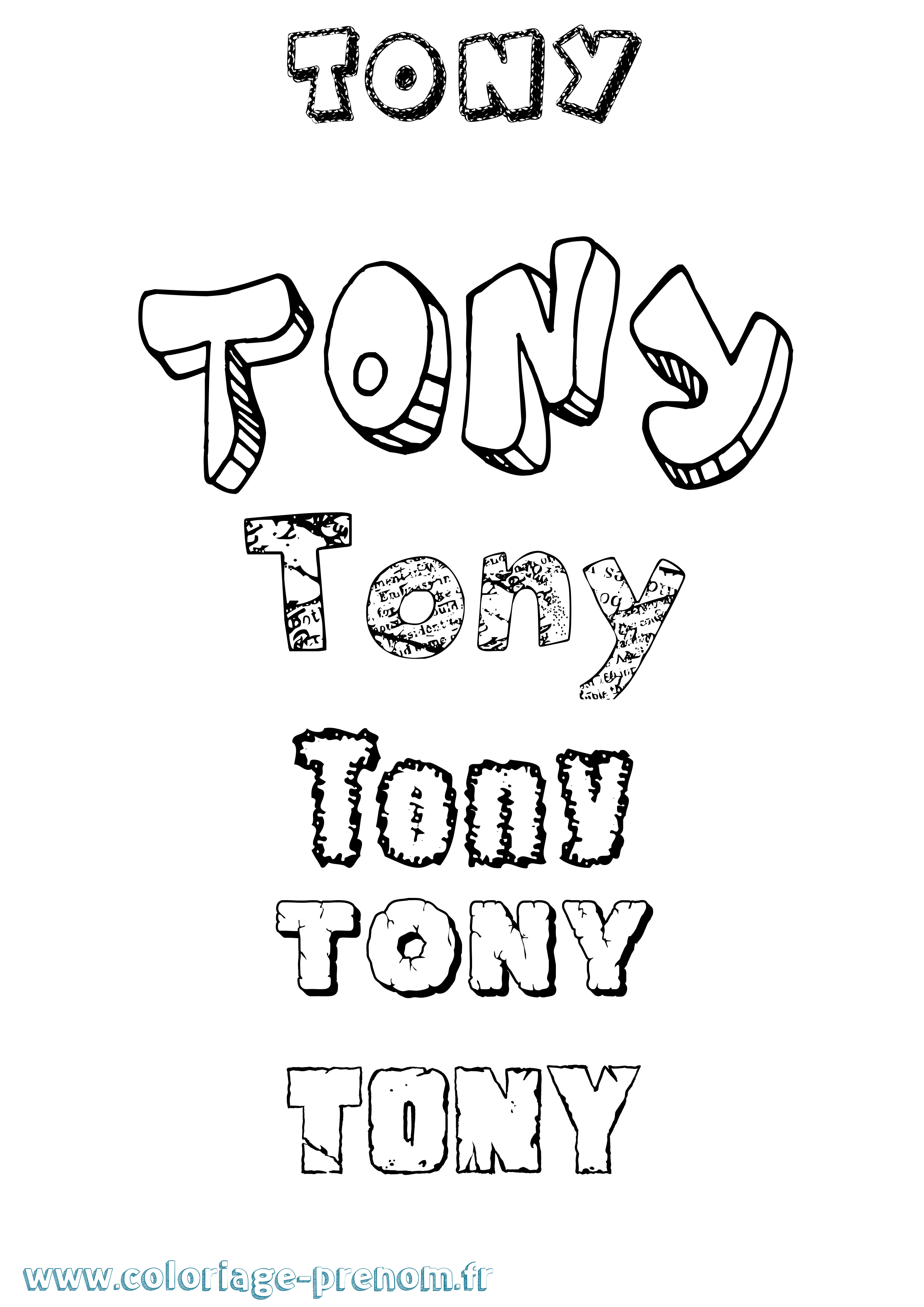 Coloriage prénom Tony Destructuré