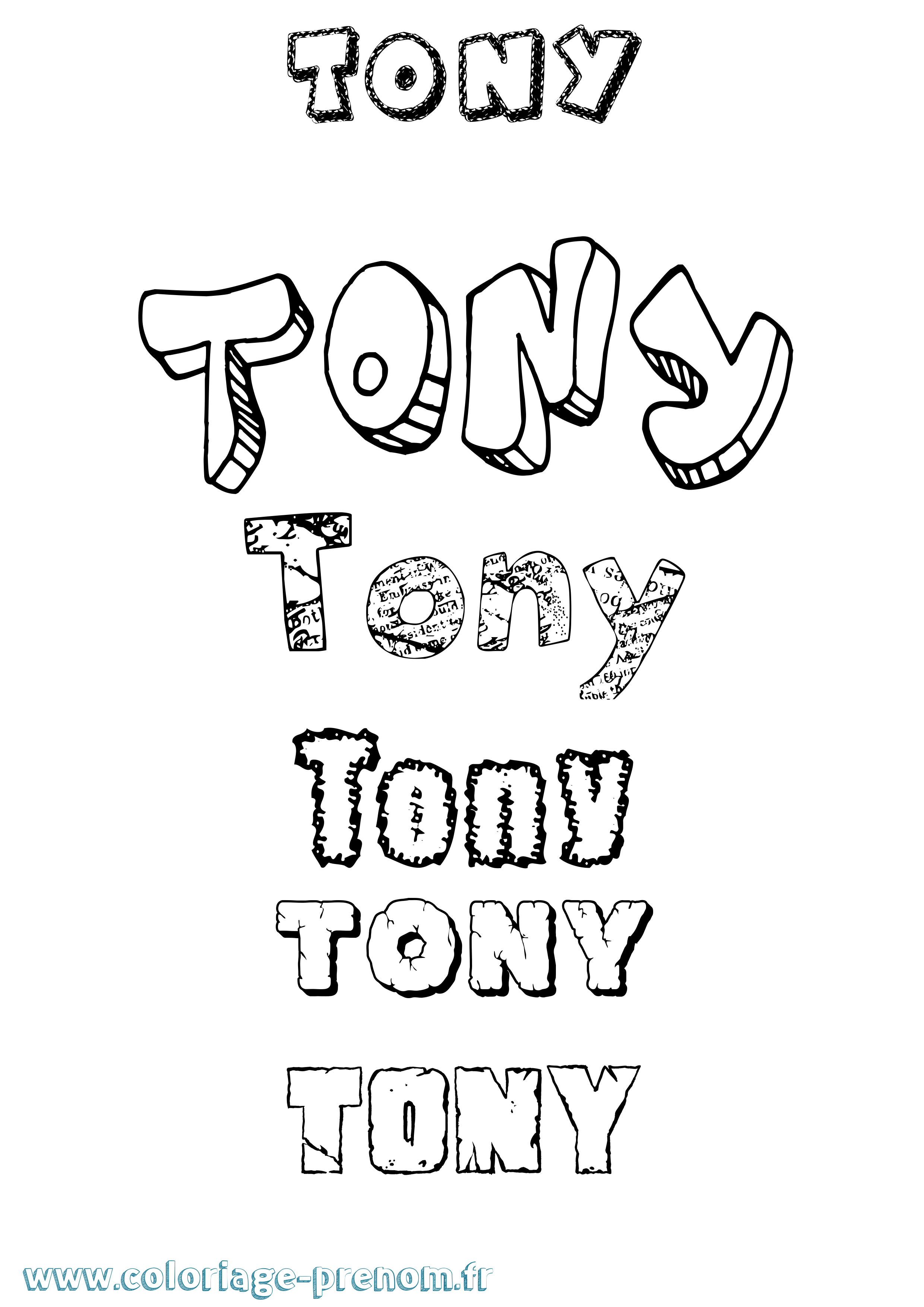 Coloriage Tony Coloriage prénom Tony