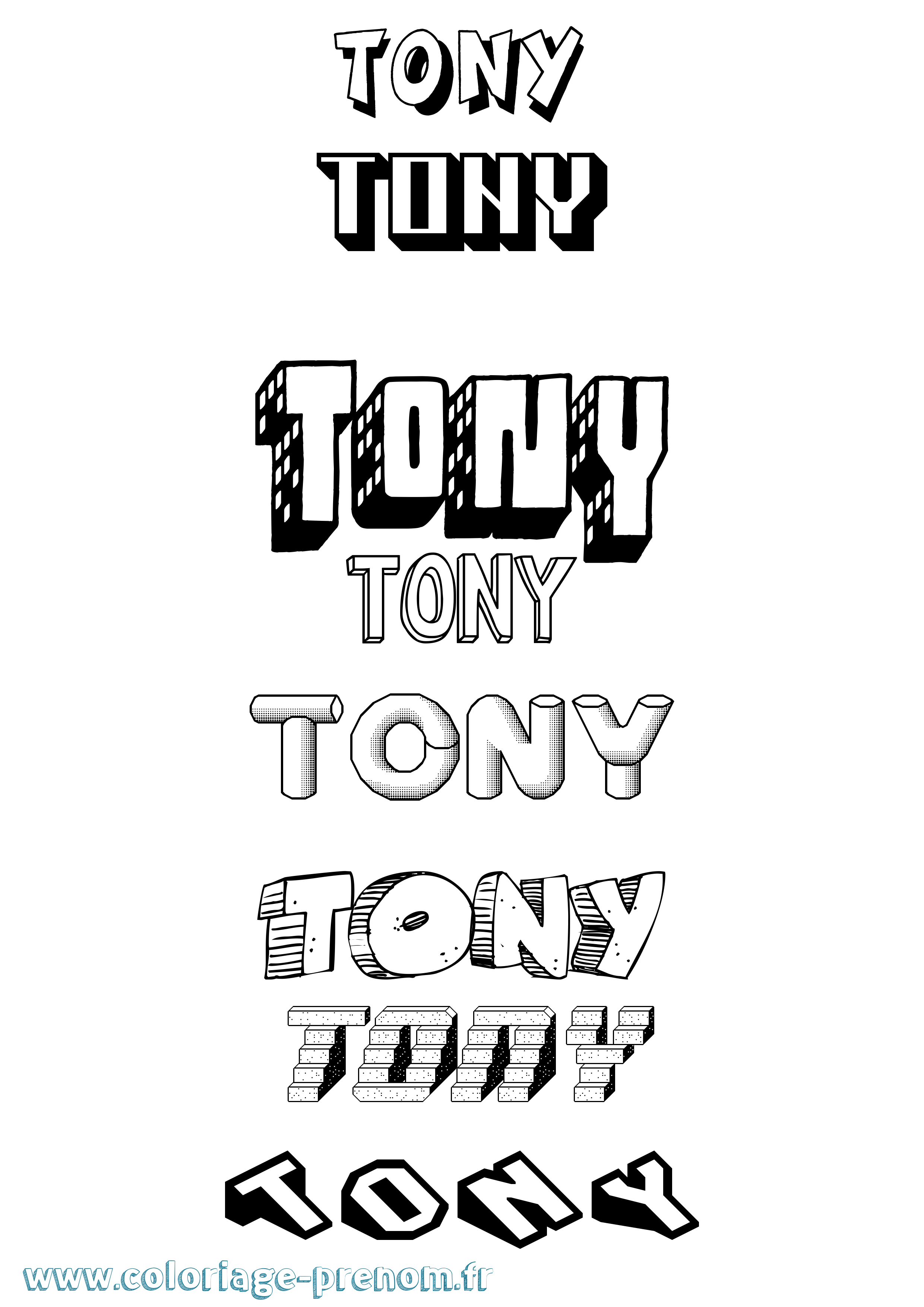 Coloriage Tony Coloriage prénom Tony
