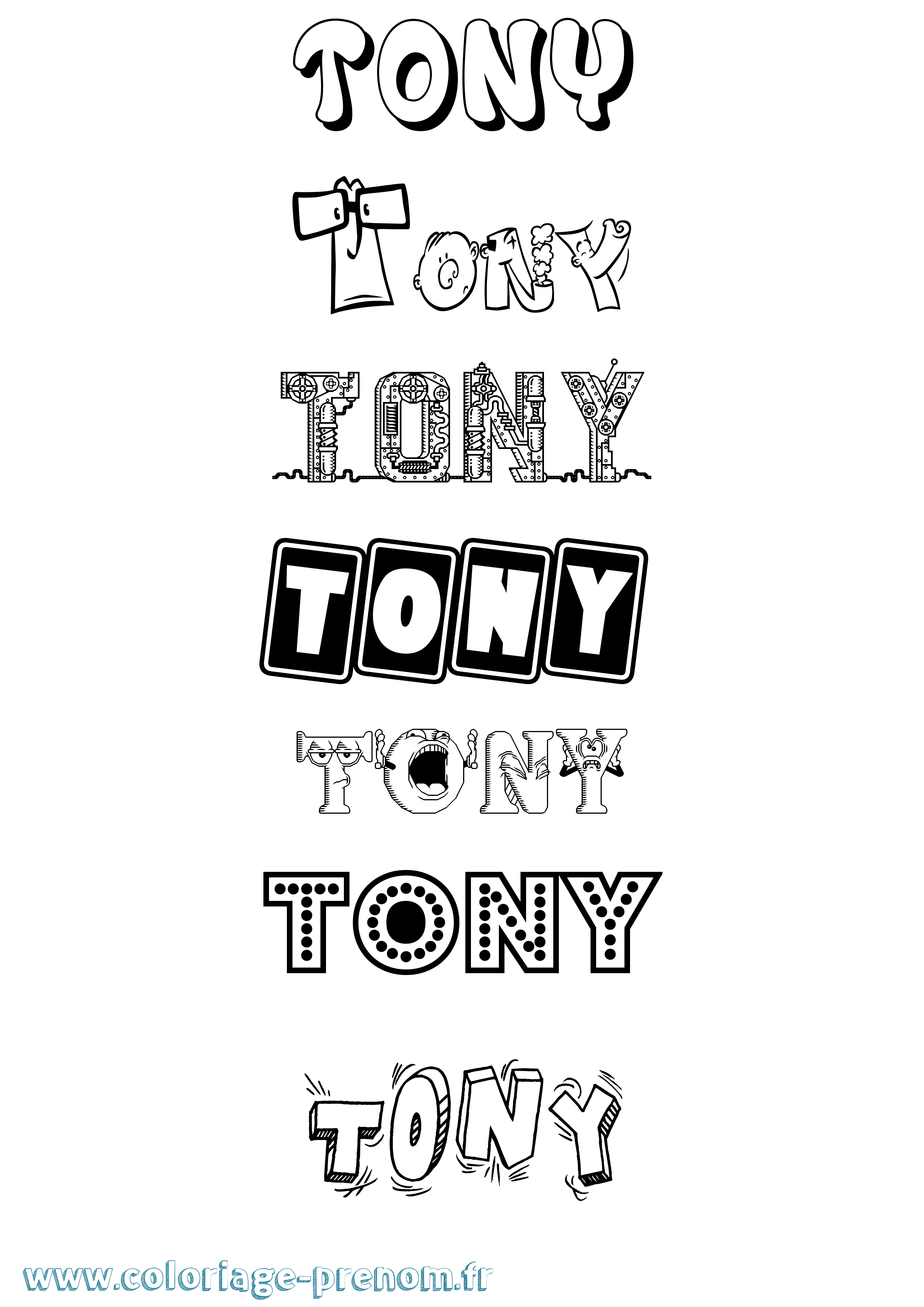 Coloriage prénom Tony Fun