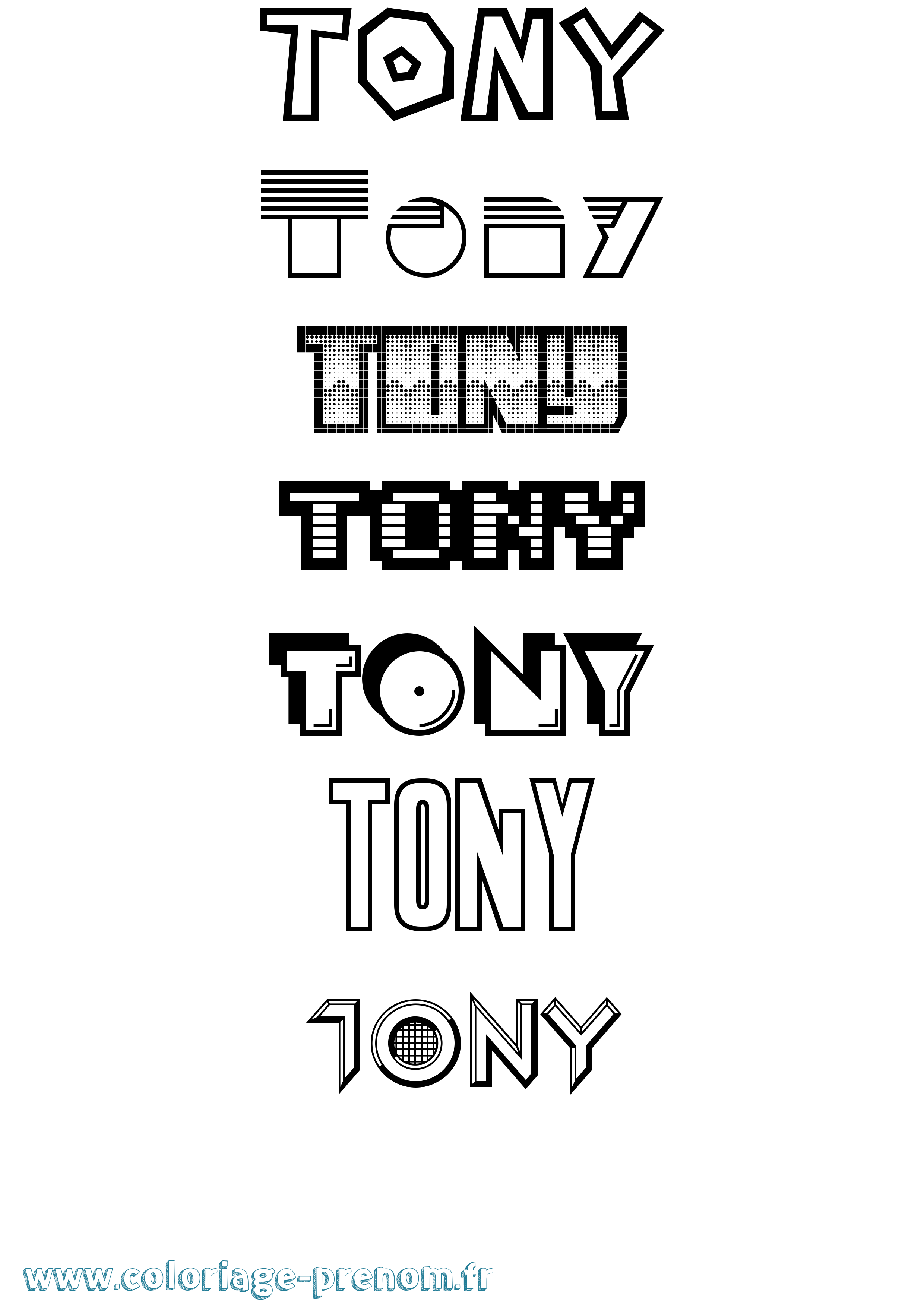 Coloriage prénom Tony Jeux Vidéos